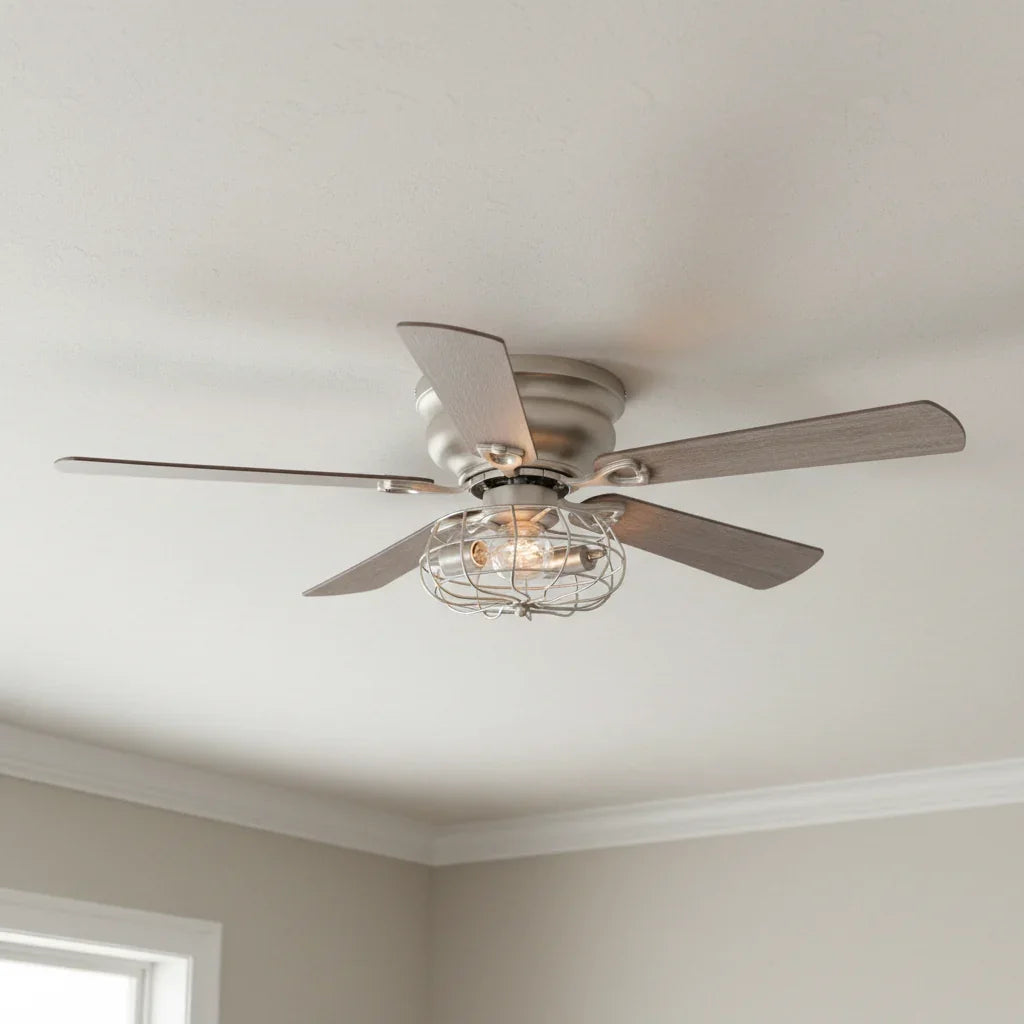 48" Thurber Satin Nickel Reversible Ceiling Fan - IPLUS Lighting