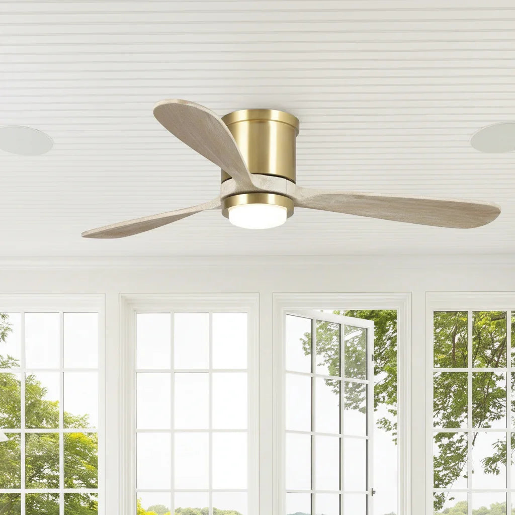 52" Mayna Copper Flush Mounted Ceiling Fan - IPLUS Lighting