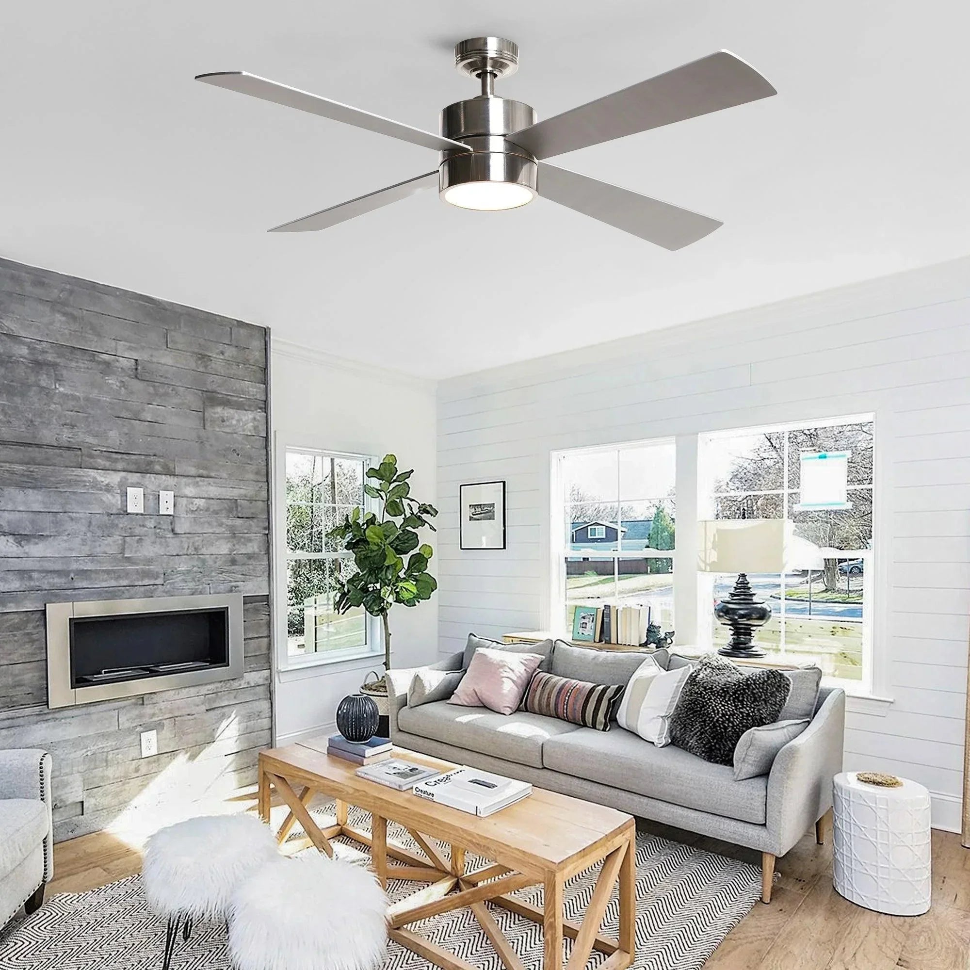 52" Bucholz Industrial Dimmable Ceiling Fan - IPLUS Lighting