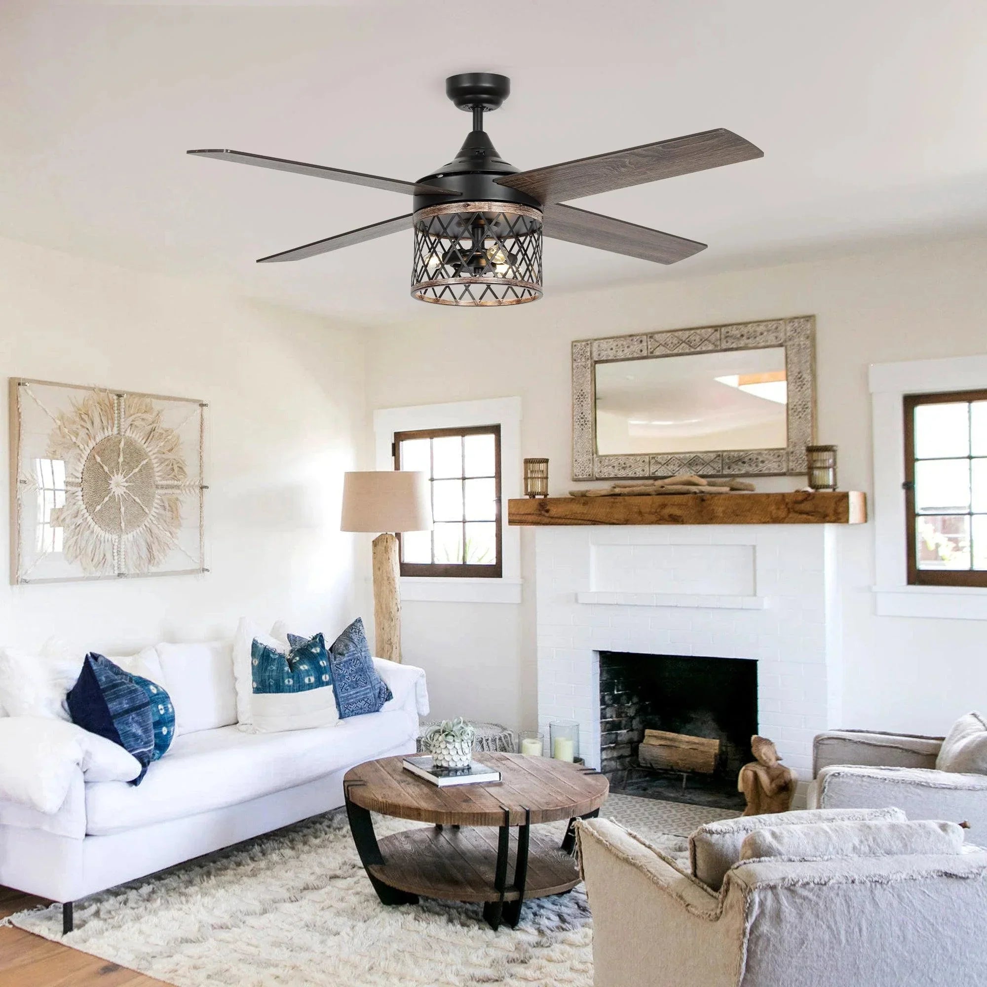 52" Mirelle Indoor Black Ceiling Fan - IPLUS Lighting