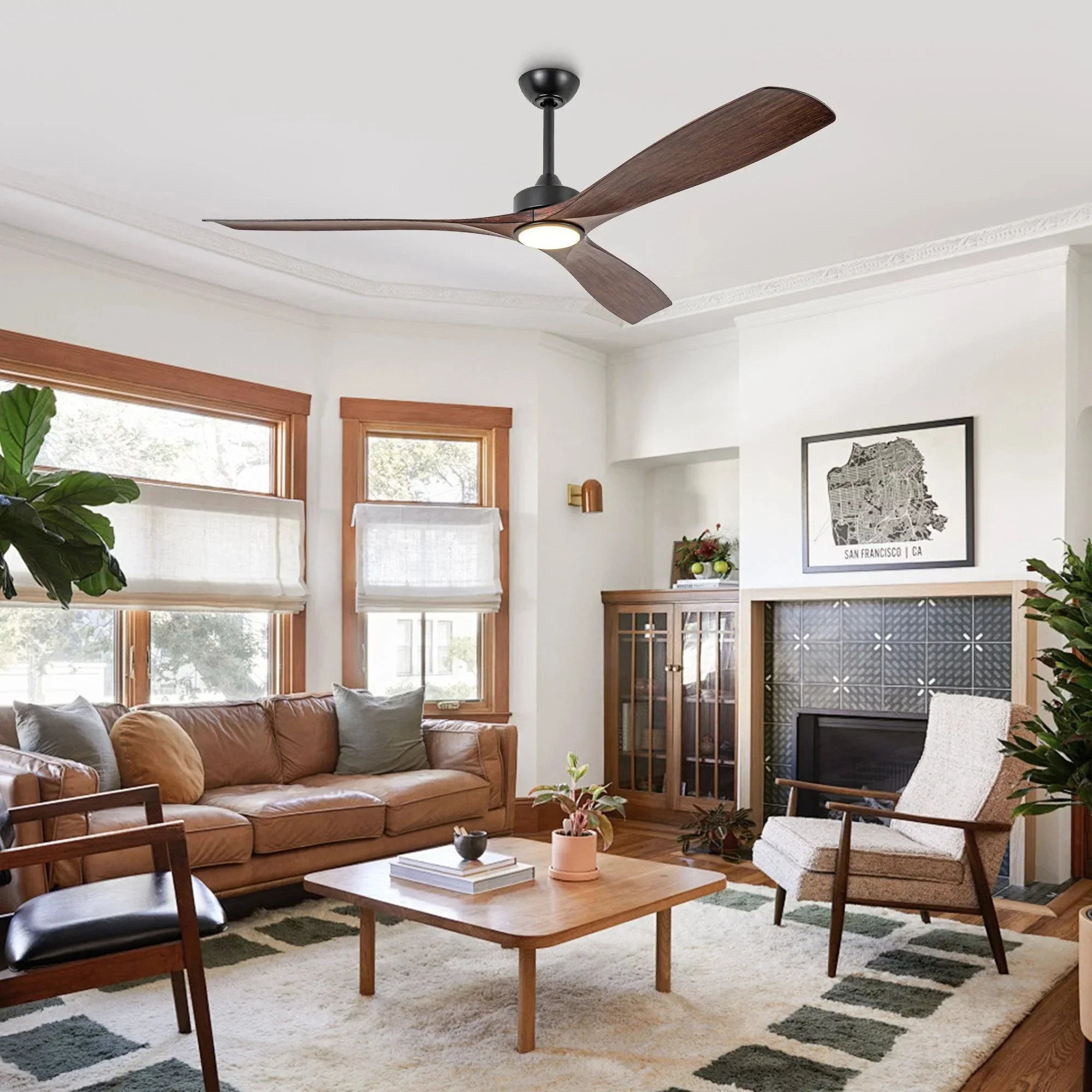 60 Inch Alexi Modern Downrod Ceiling Fan - IPLUS Lighting