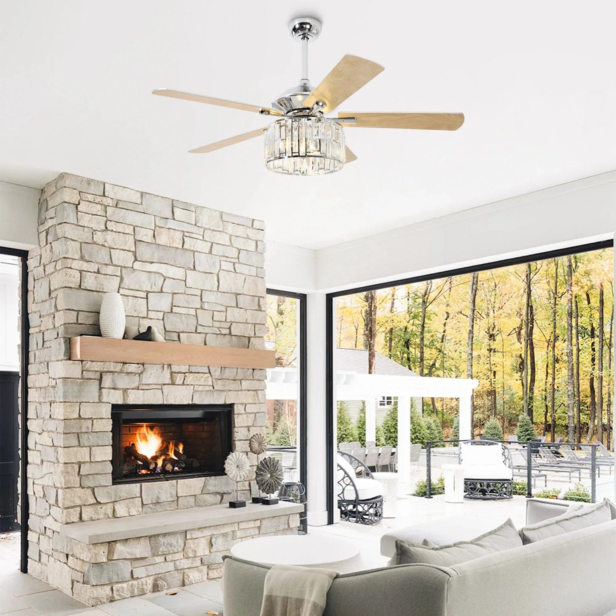 52" Dicken Crystal Ceiling Fan With Lighting - IPLUS Lighting