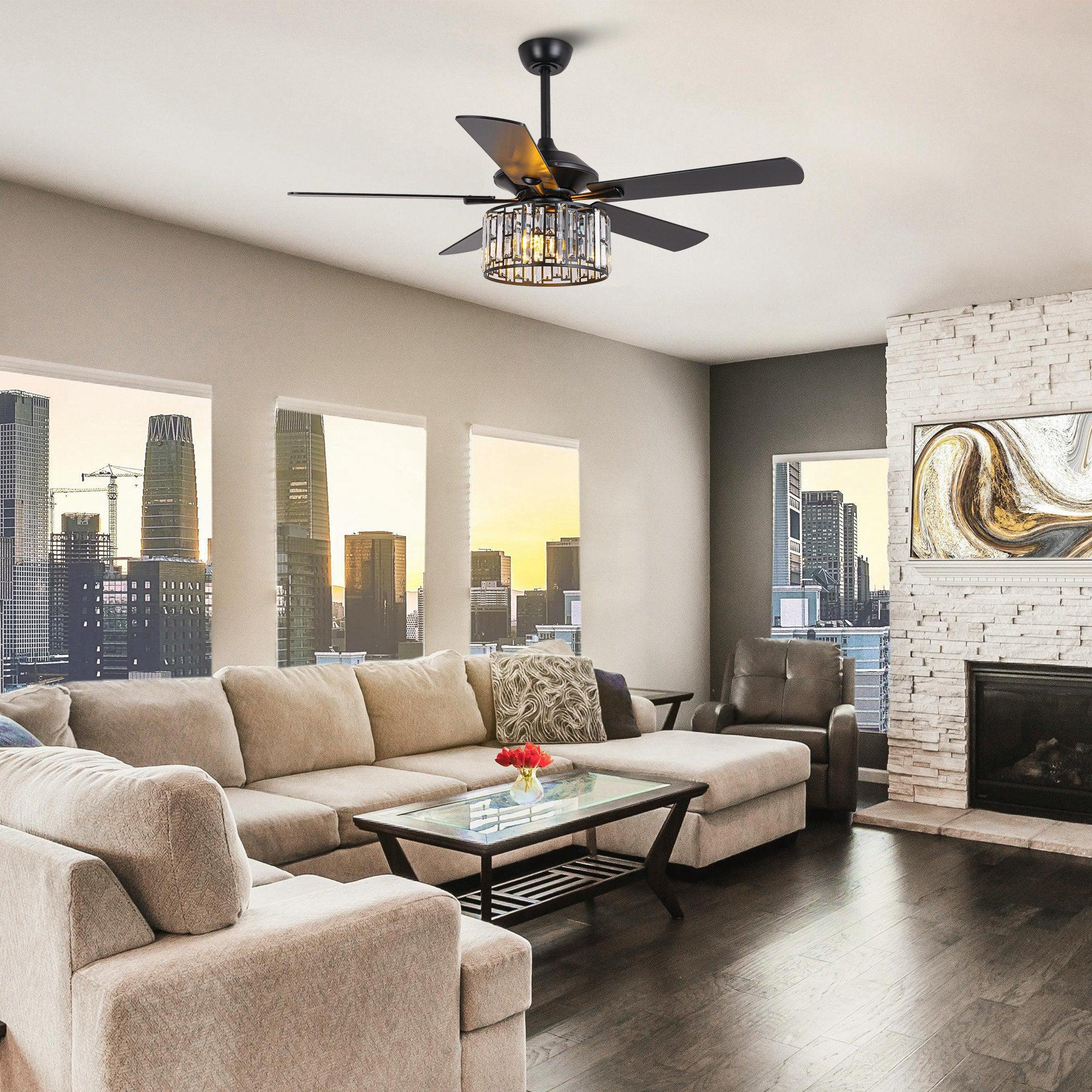 52" Dicken Crystal Ceiling Fan With Lighting - IPLUS Lighting