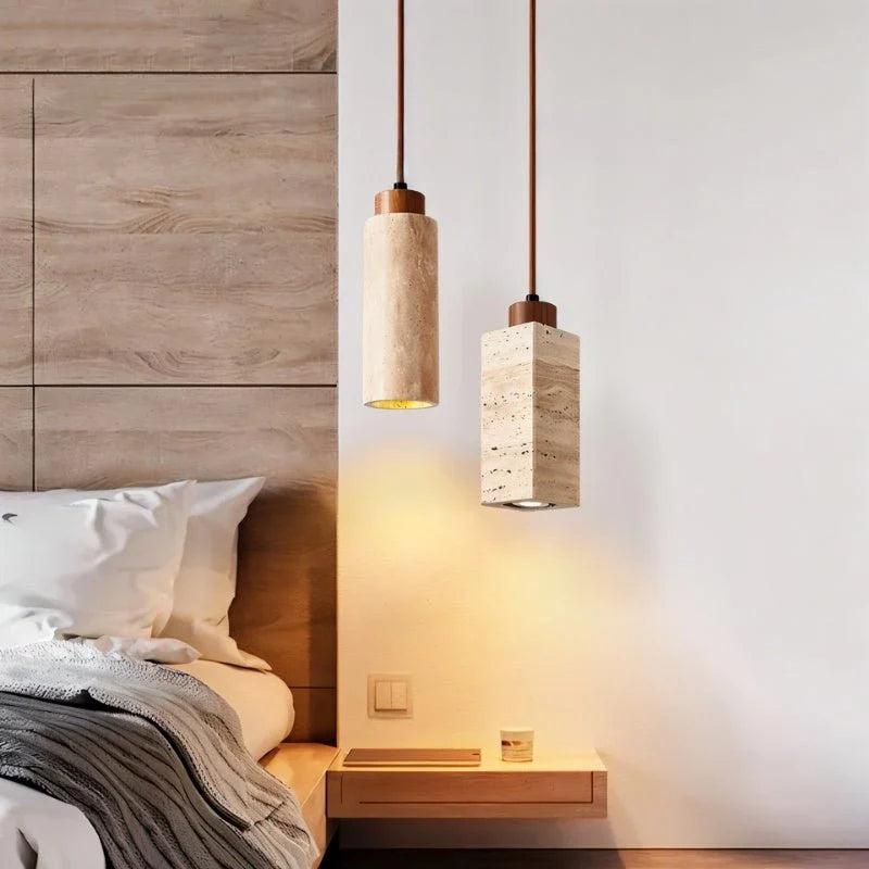 Aveno Modern Minimalist Travertine Pendant Light for Home and Dining