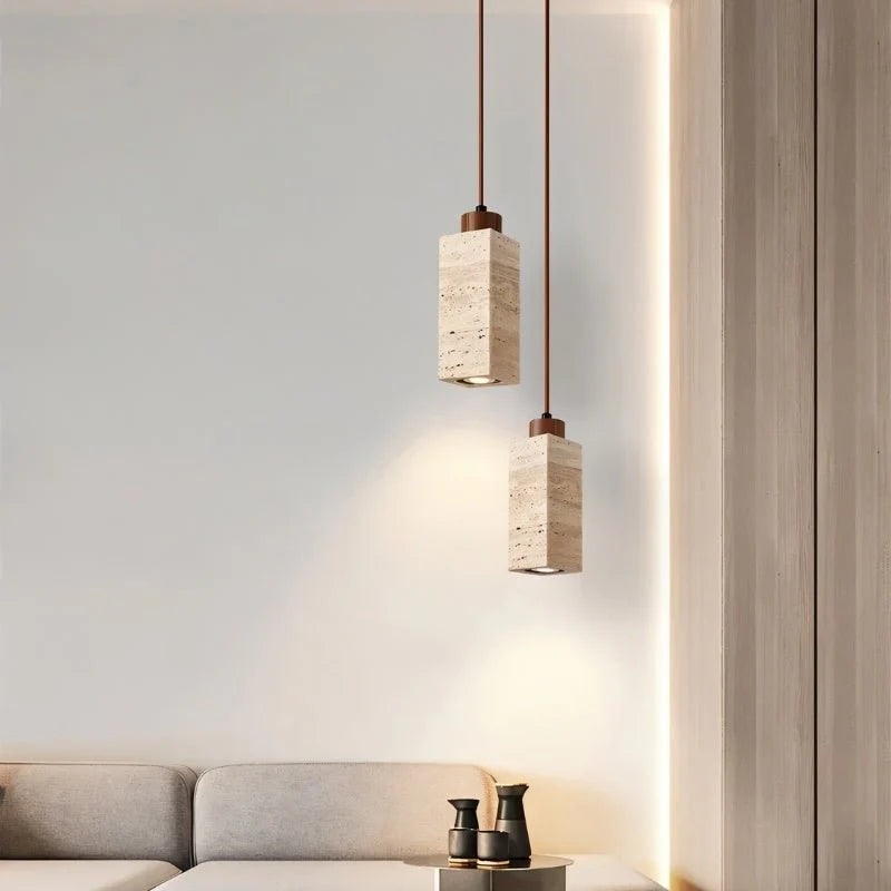 Aveno Modern Minimalist Travertine Pendant Light for Home and Dining