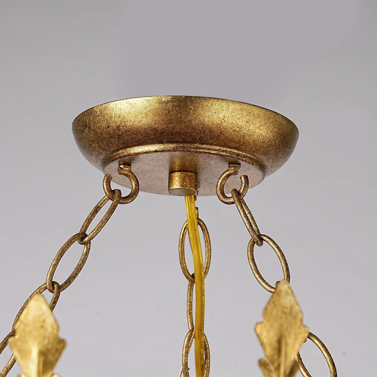 Belle 4-Light Botanical Gold Leaf Semi-Flush Chandelier