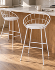 Veya Set of 2 Modern Metal Bar Stools with Cushions