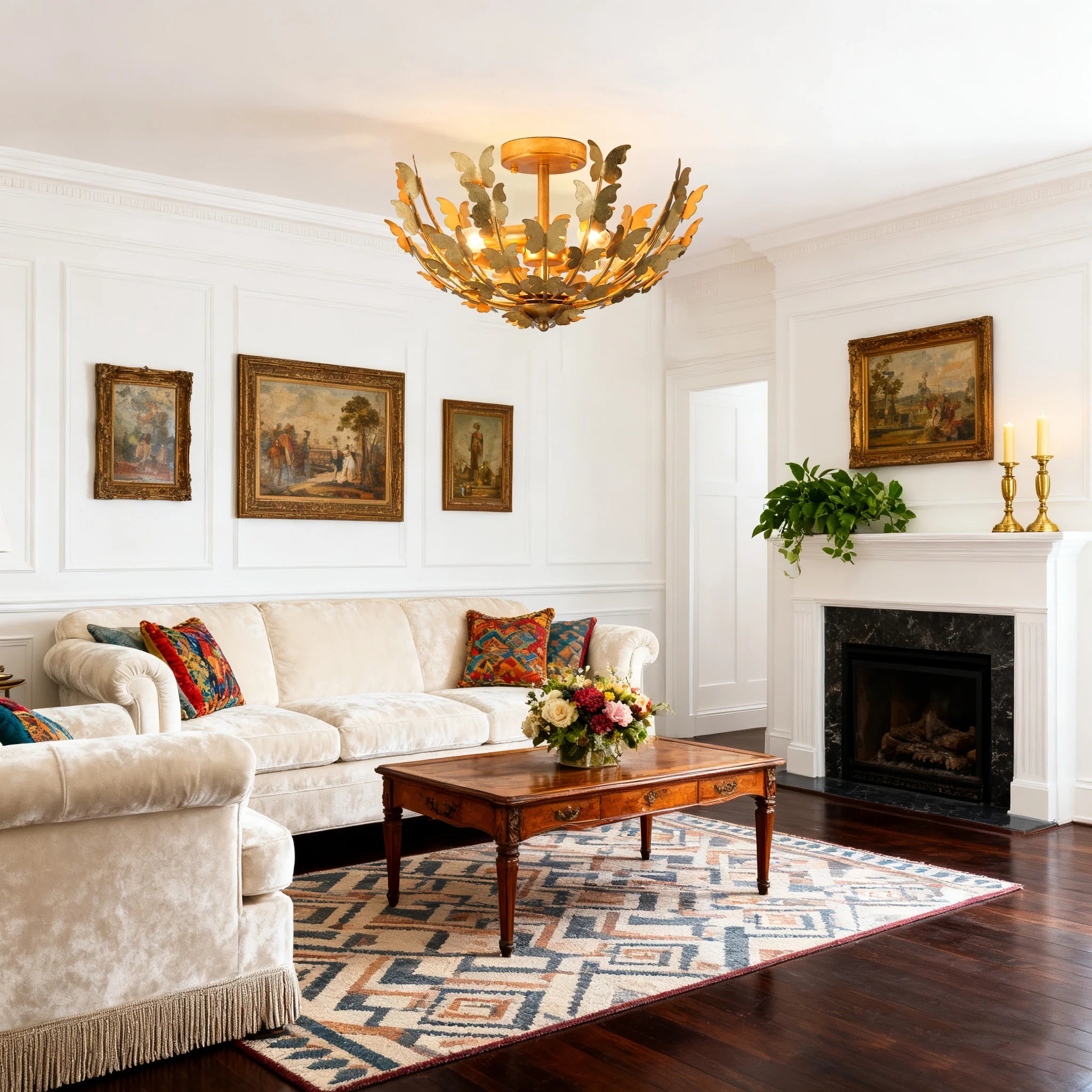 18 Inch 4 Light Betsy Semi Flush Mount Ceiling Light for Bedroom or Hallway