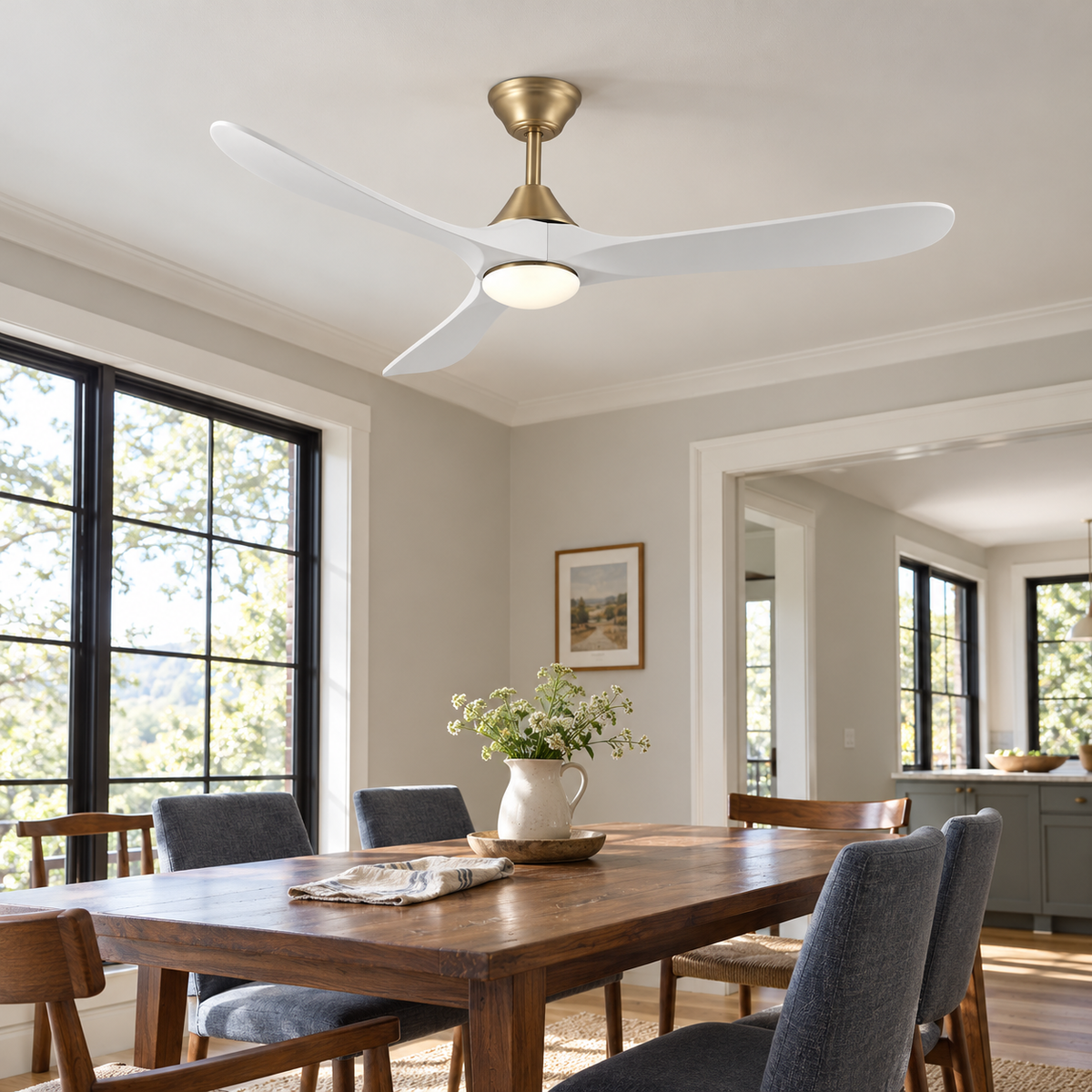 60" Avelor Modern LED Ceiling Fan with Solid Wood Blades