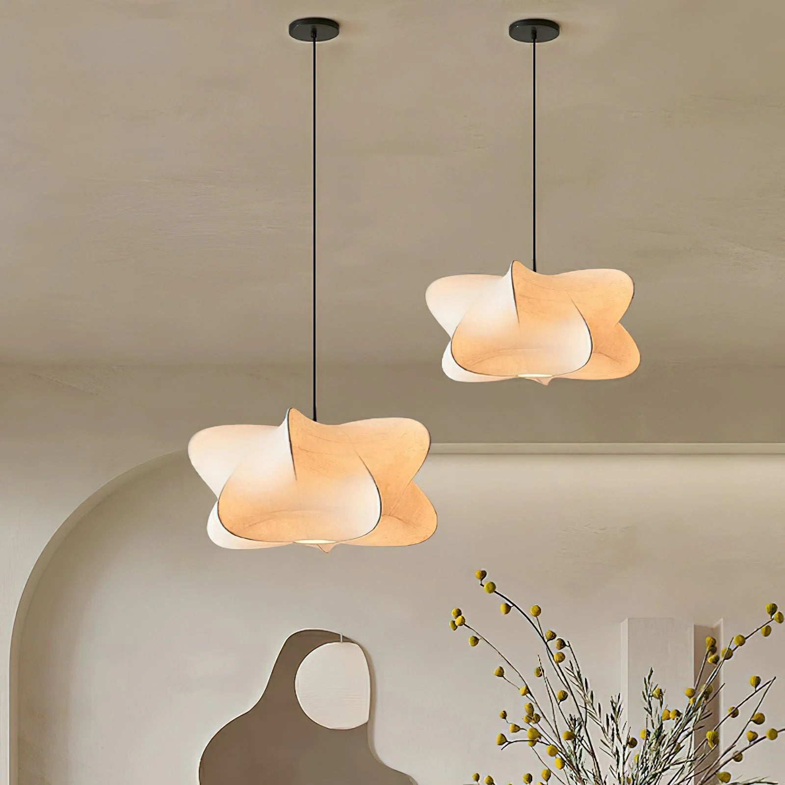 Cloud Pendant Light White Cocoon Silk Fabric