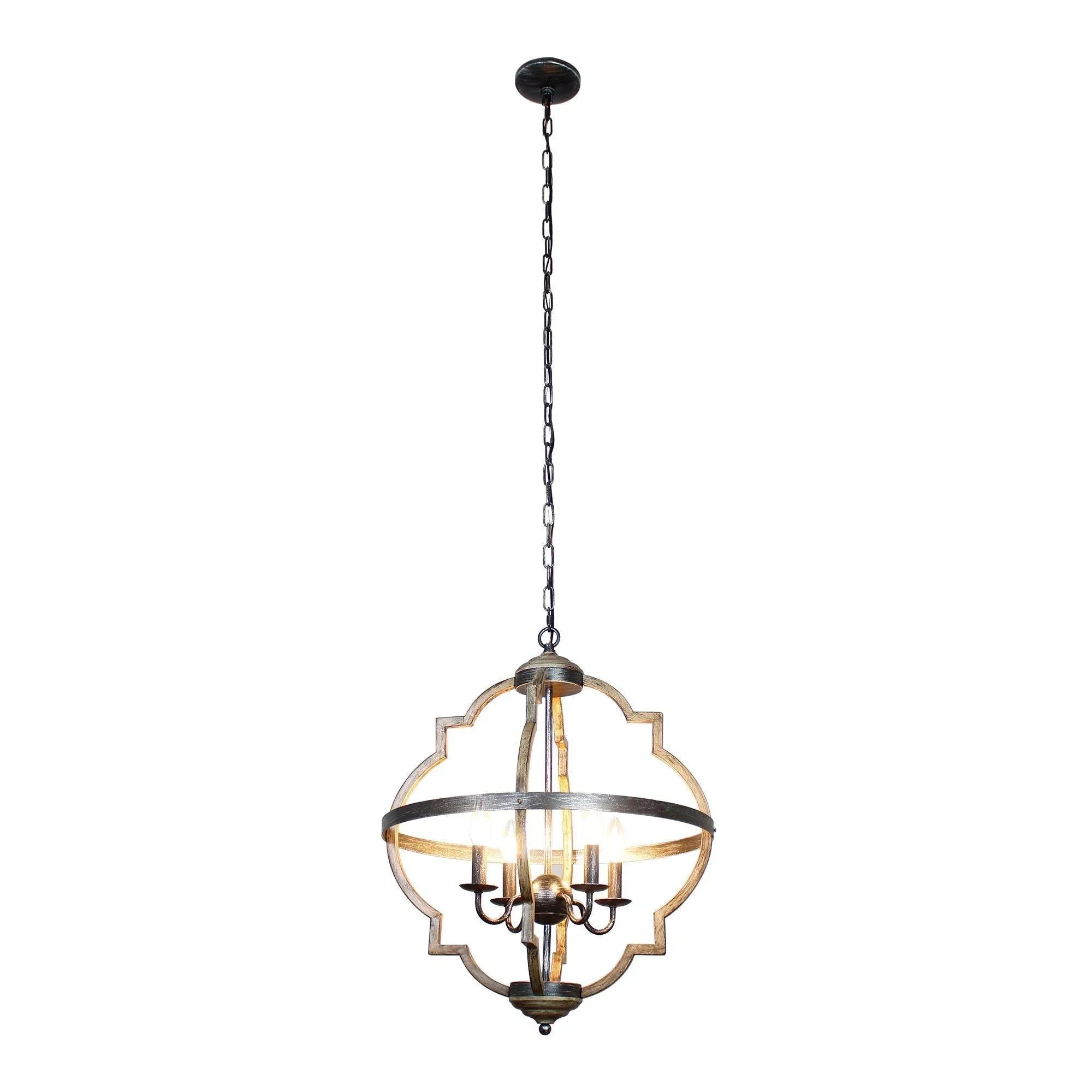 Bennington Brown Wood 4 Light Chandelier - IPLUS Lighting