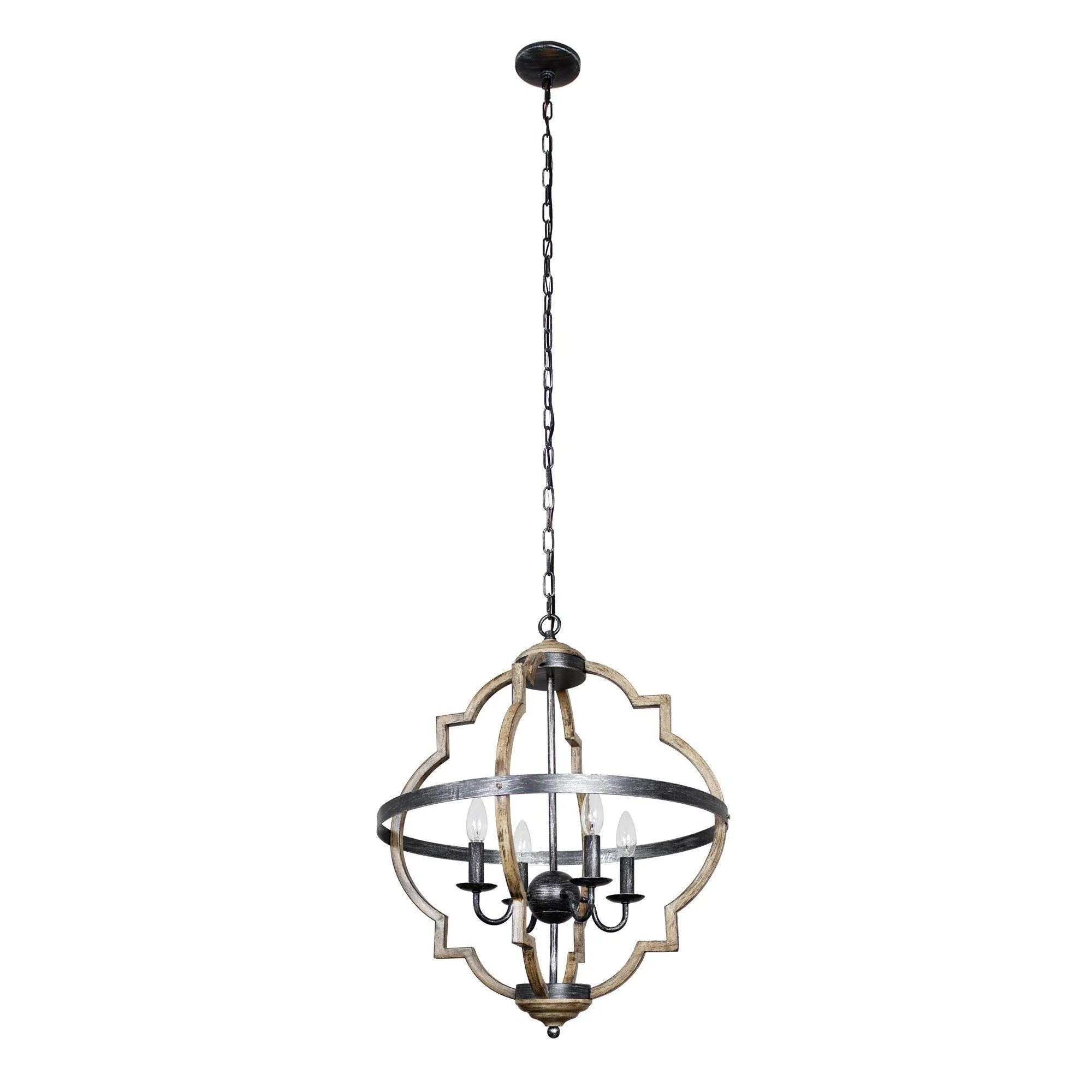 Bennington Brown Wood 4 Light Chandelier - IPLUS Lighting
