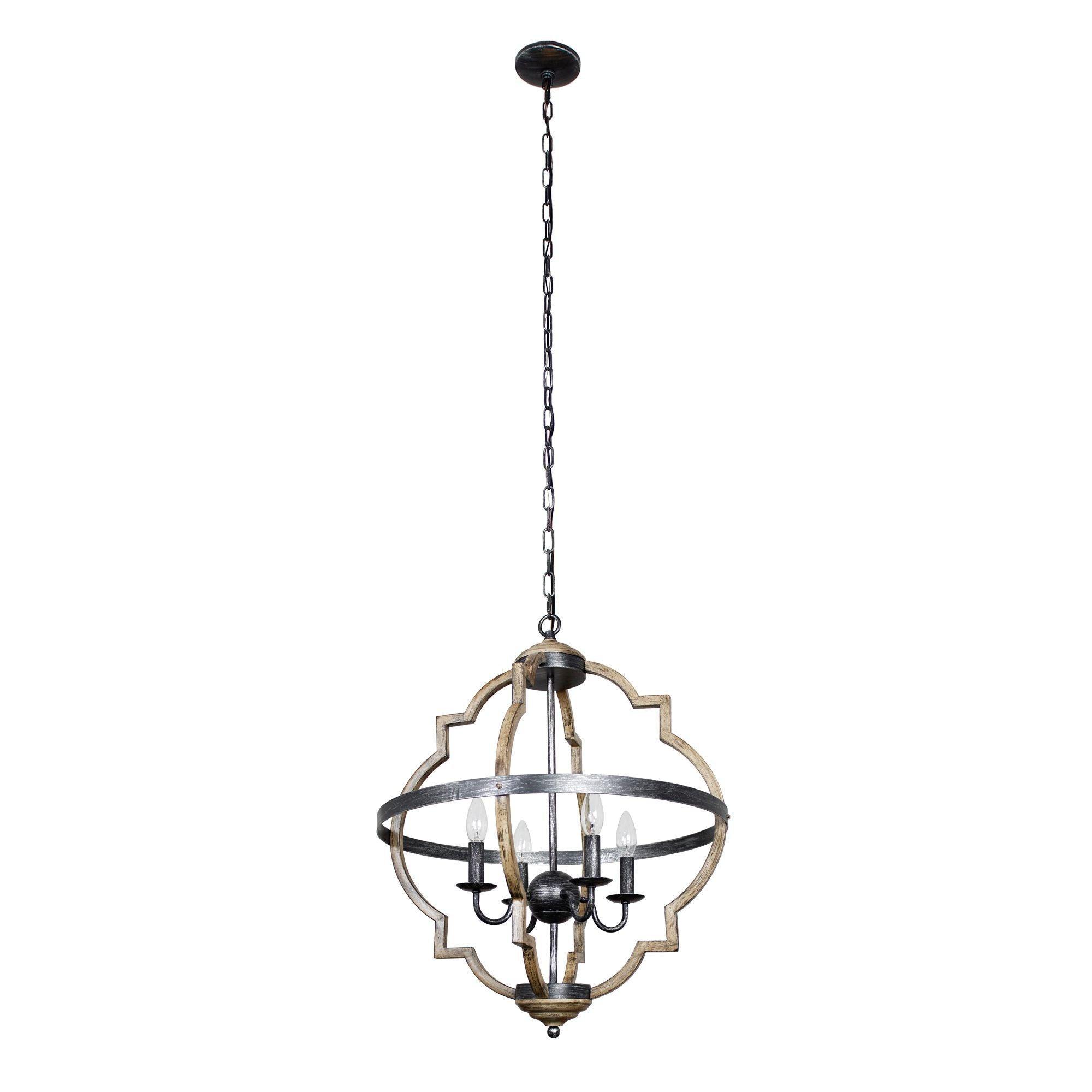 Bennington 4-Light Brown Wood Chandelier - ParrotUncle
