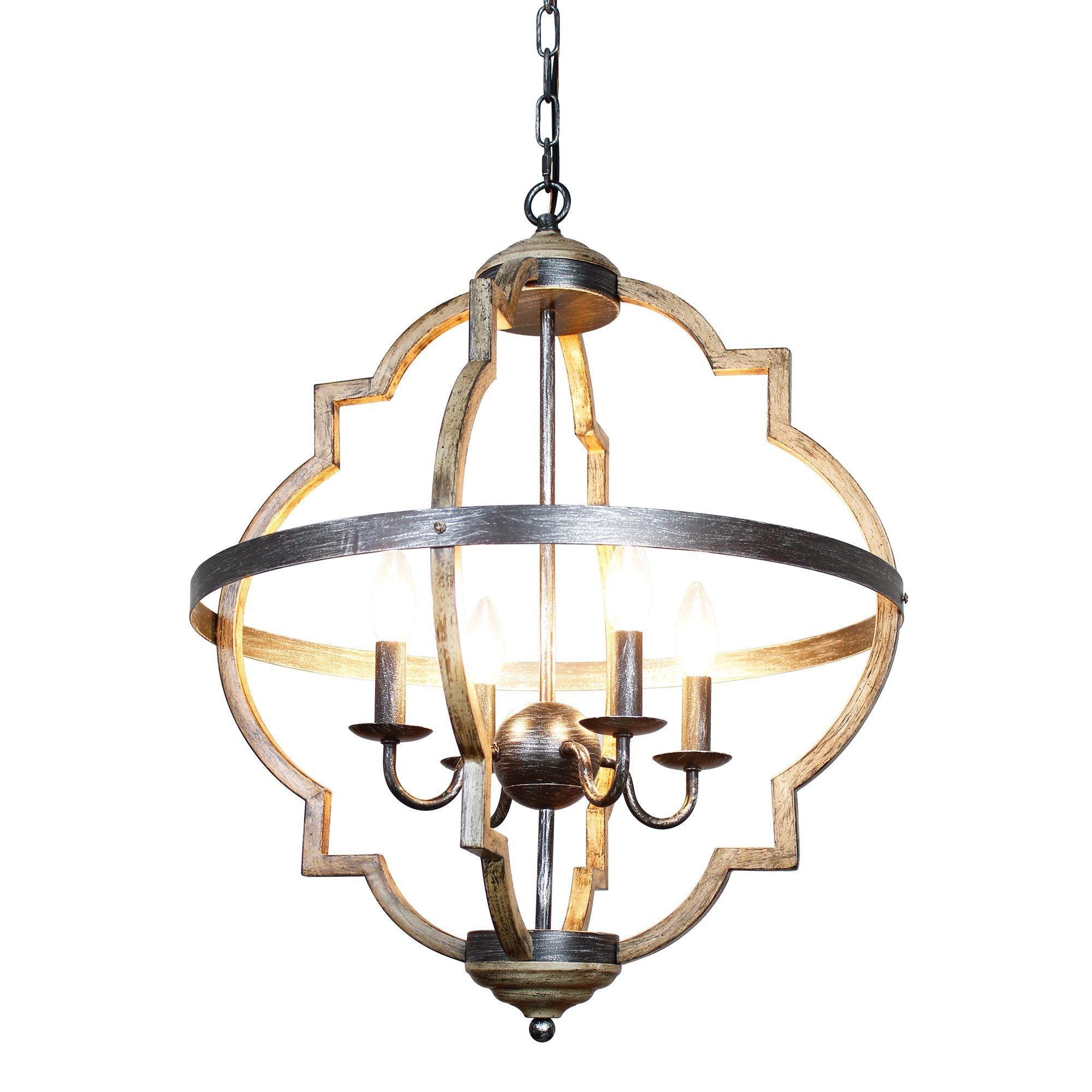 Bennington 4-Light Brown Wood Chandelier - ParrotUncle