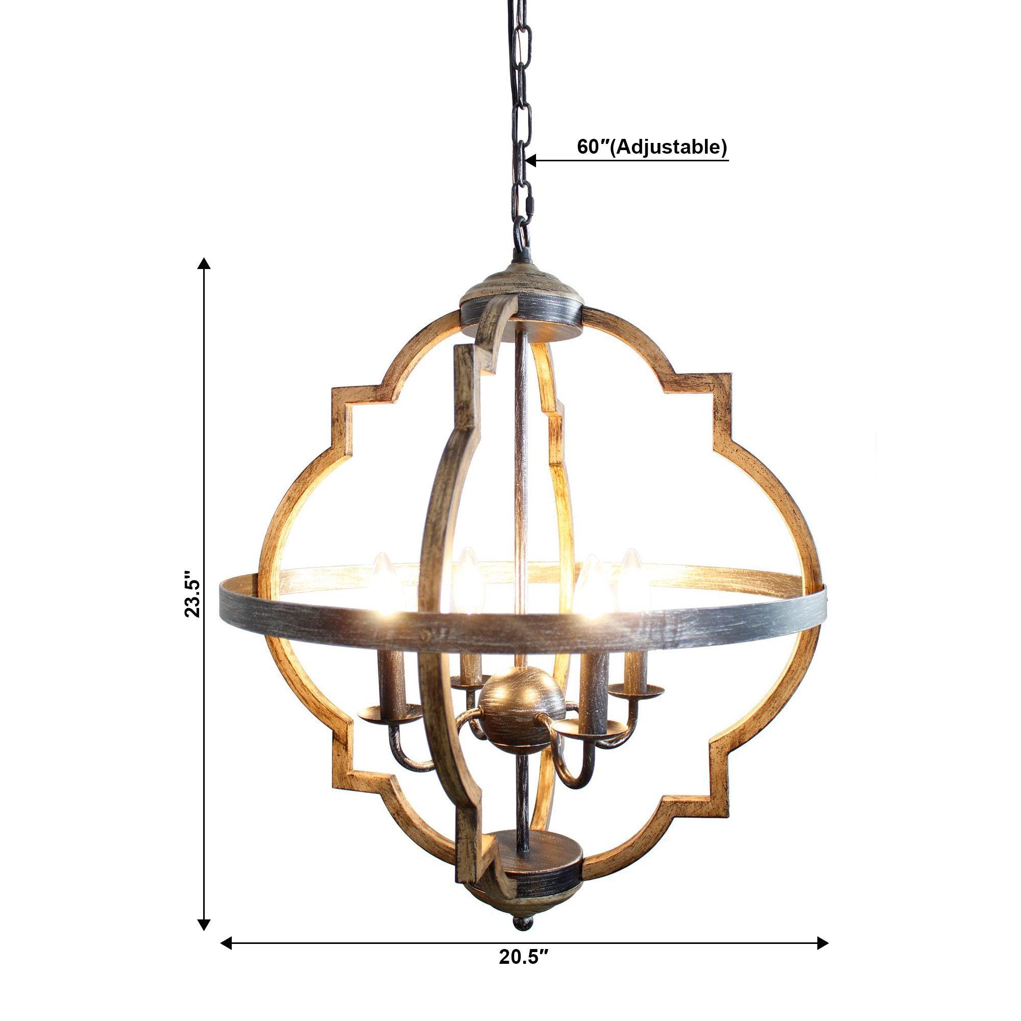 Bennington 4-Light Brown Wood Chandelier - ParrotUncle