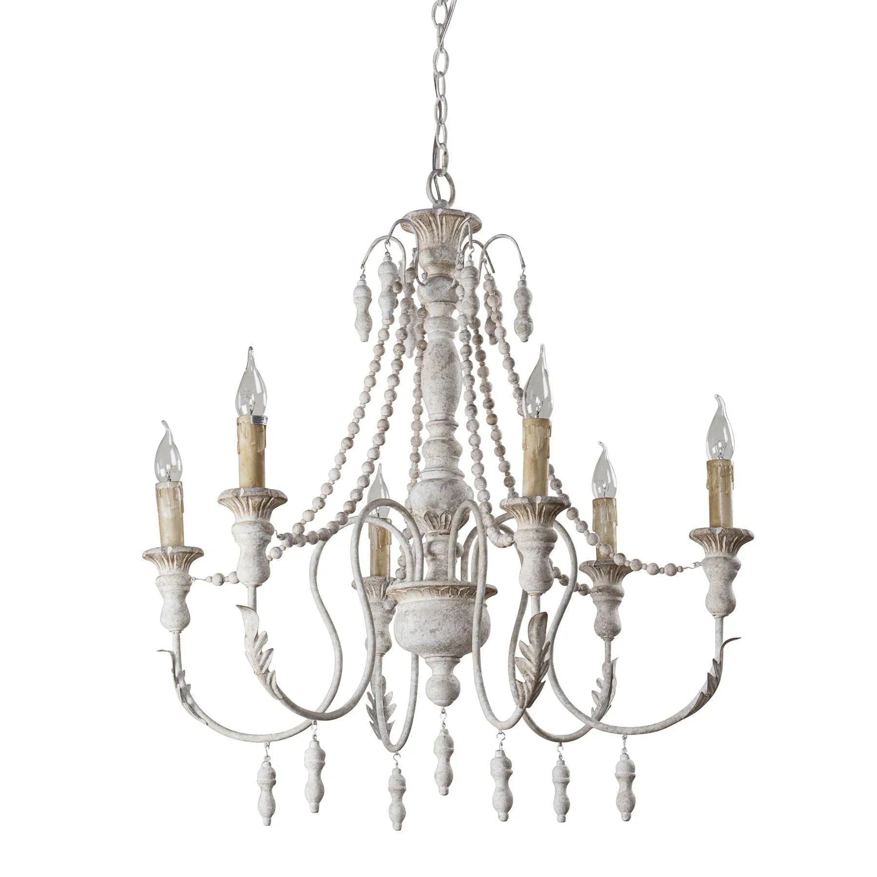 Billiter Wood White 6 Light Chandelier - IPLUS Lighting