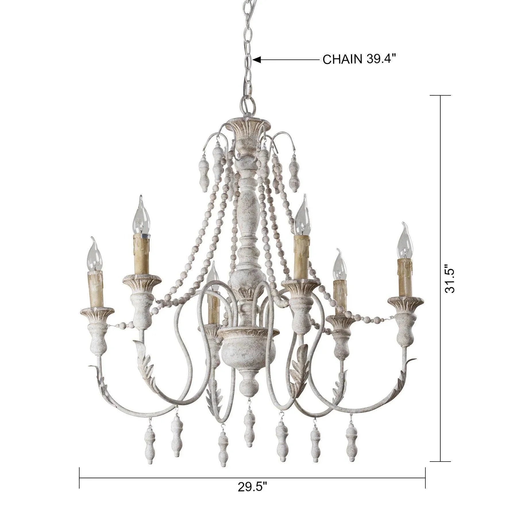 Billiter Wood White 6 Light Chandelier - IPLUS Lighting