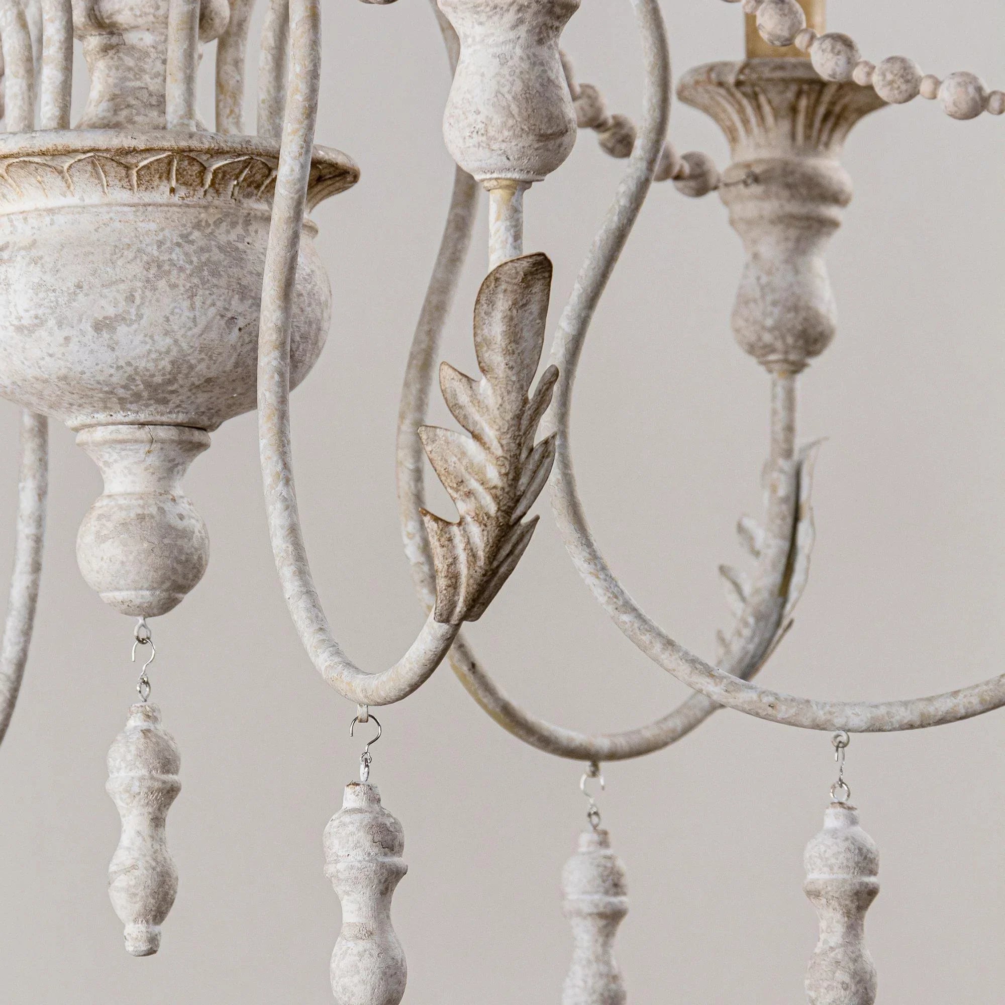 Billiter Wood White 6 Light Chandelier - IPLUS Lighting