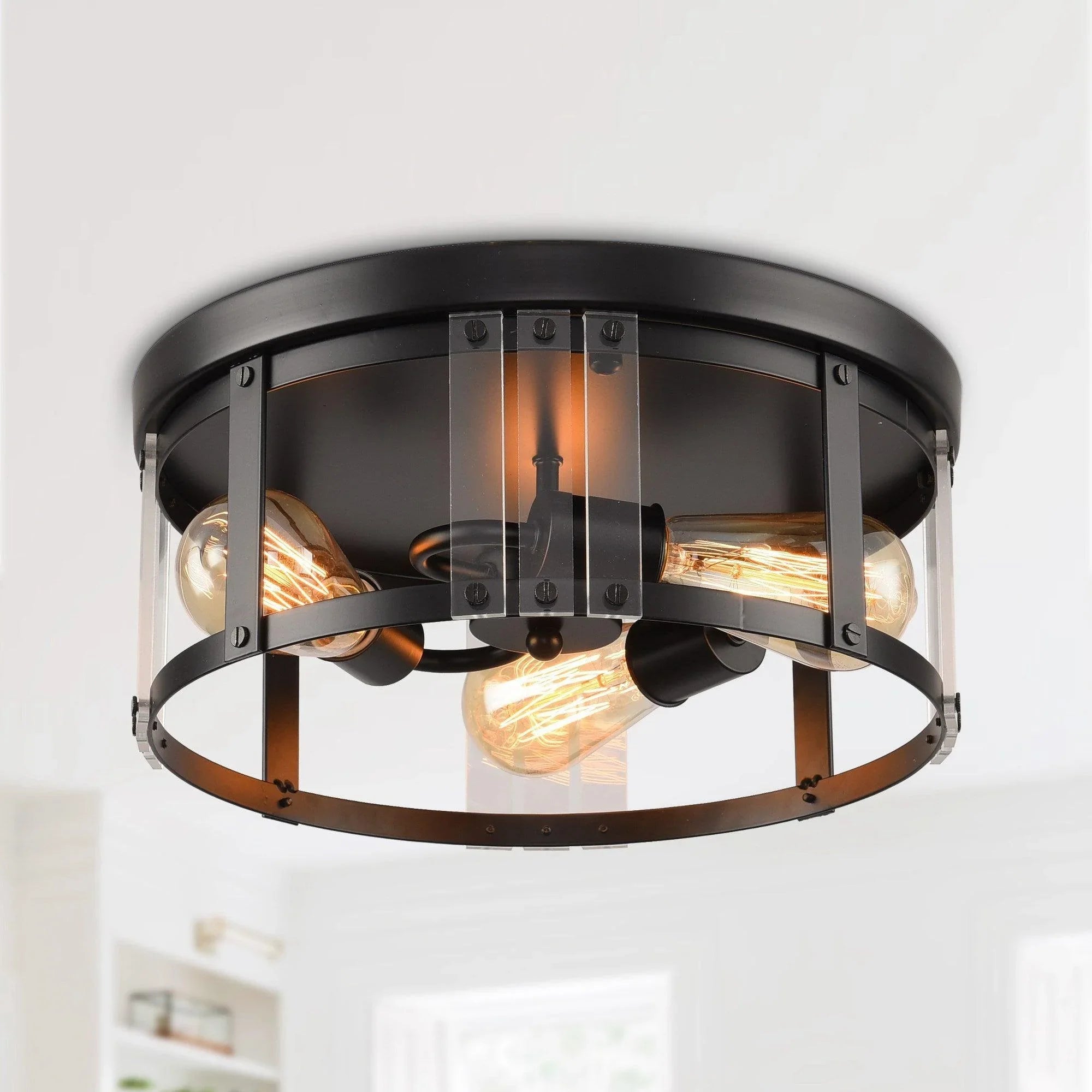Modern Crystal 3-Light Flush Mount Ceiling Light - IPLUS Lighting