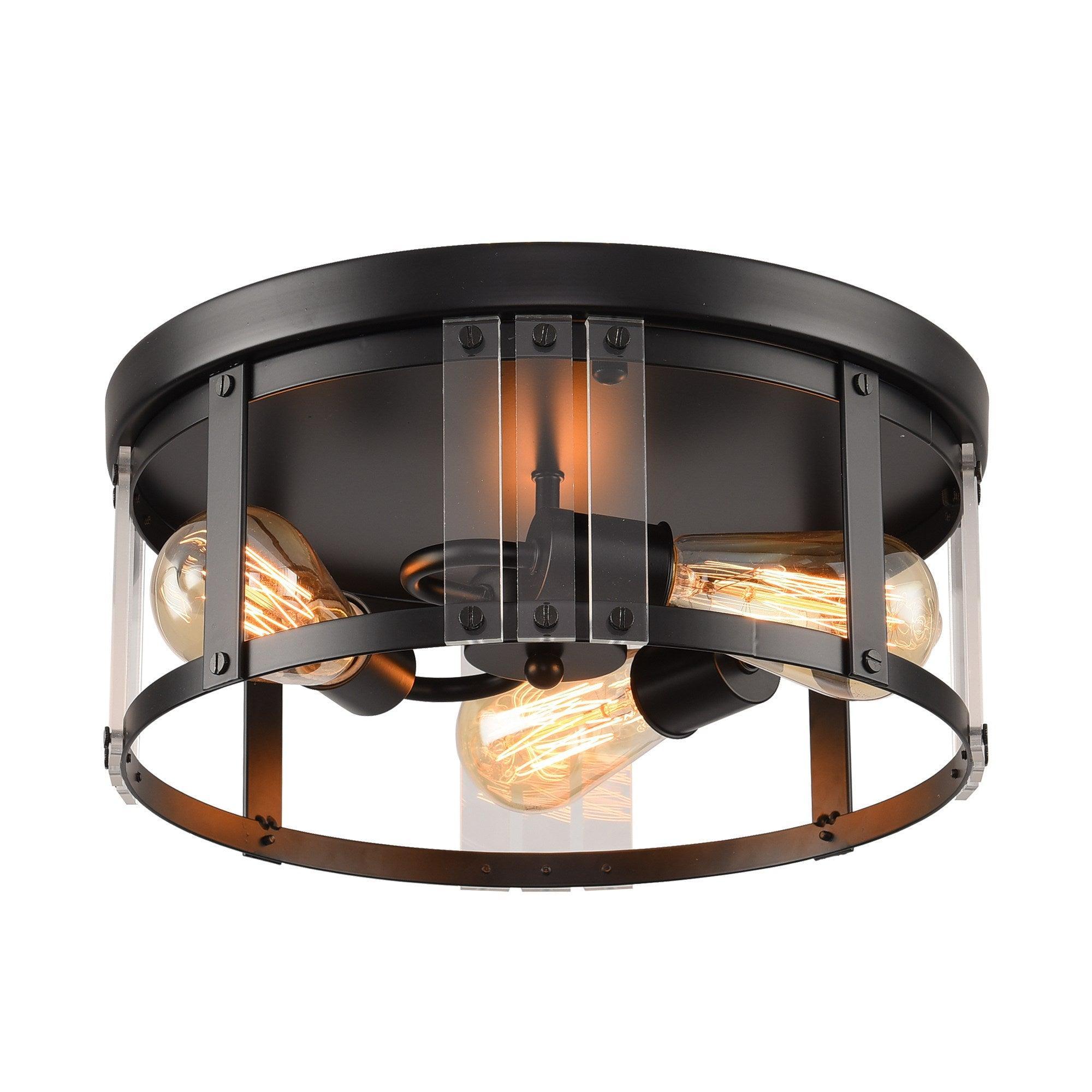 Black 3-Light Farmhouse Flush Mount Ceiling Light - ParrotUncle