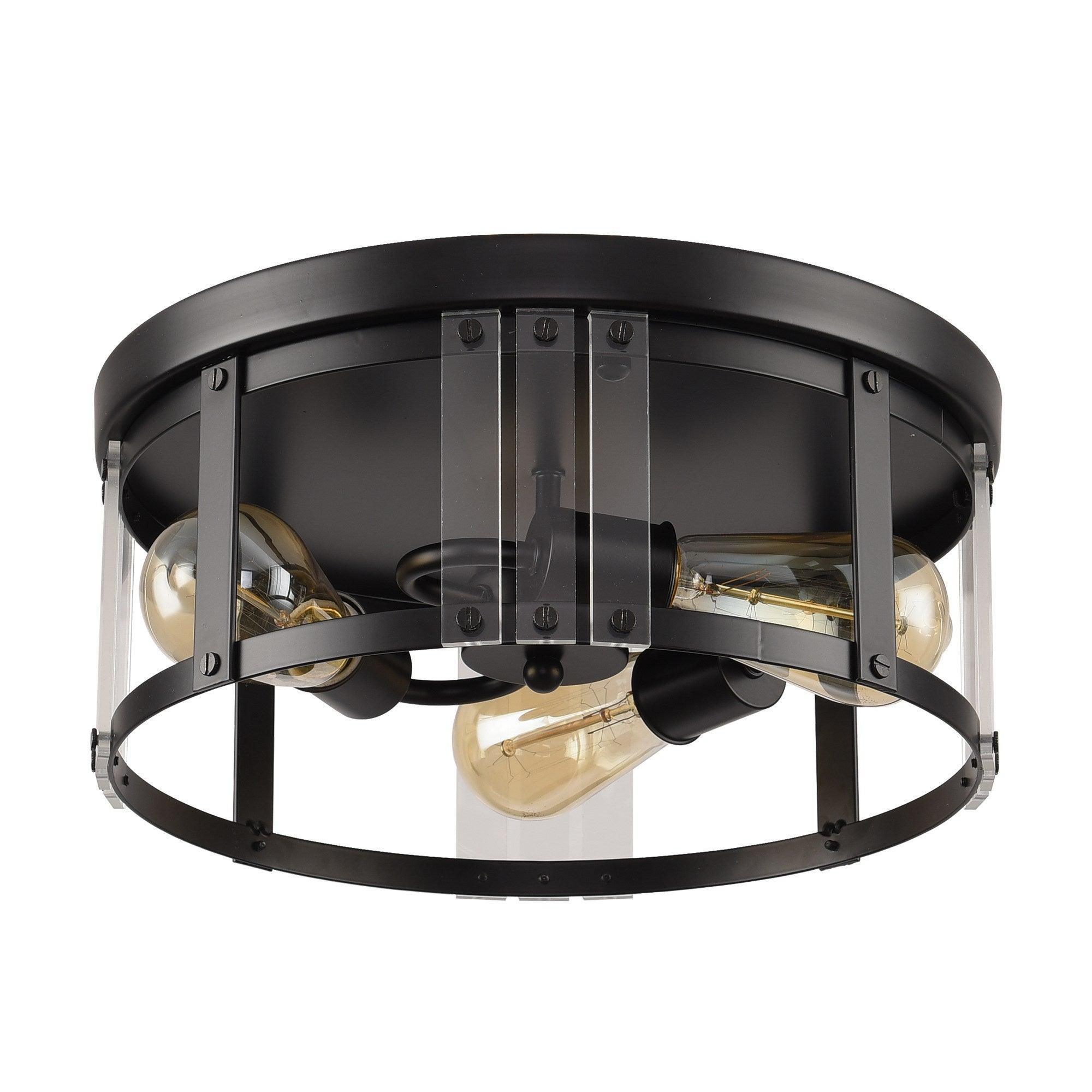 Black 3-Light Farmhouse Flush Mount Ceiling Light - ParrotUncle