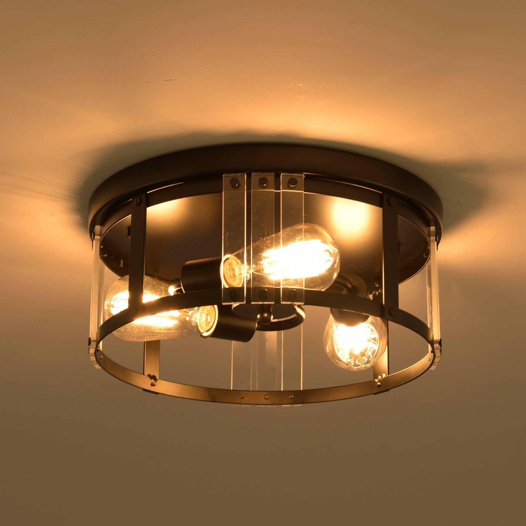 Black 3-Light Farmhouse Flush Mount Ceiling Light - ParrotUncle