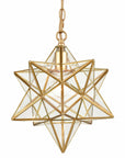 11-In Brass Moravian Star Pendant Light – Seeded Glass Shade