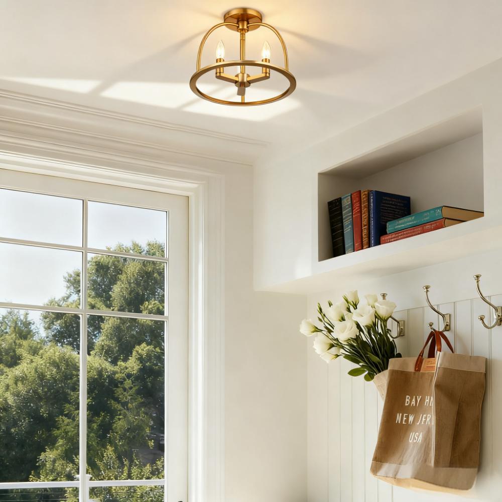 Abbott 3 Light Vibrant Gold Semi Flush Mount