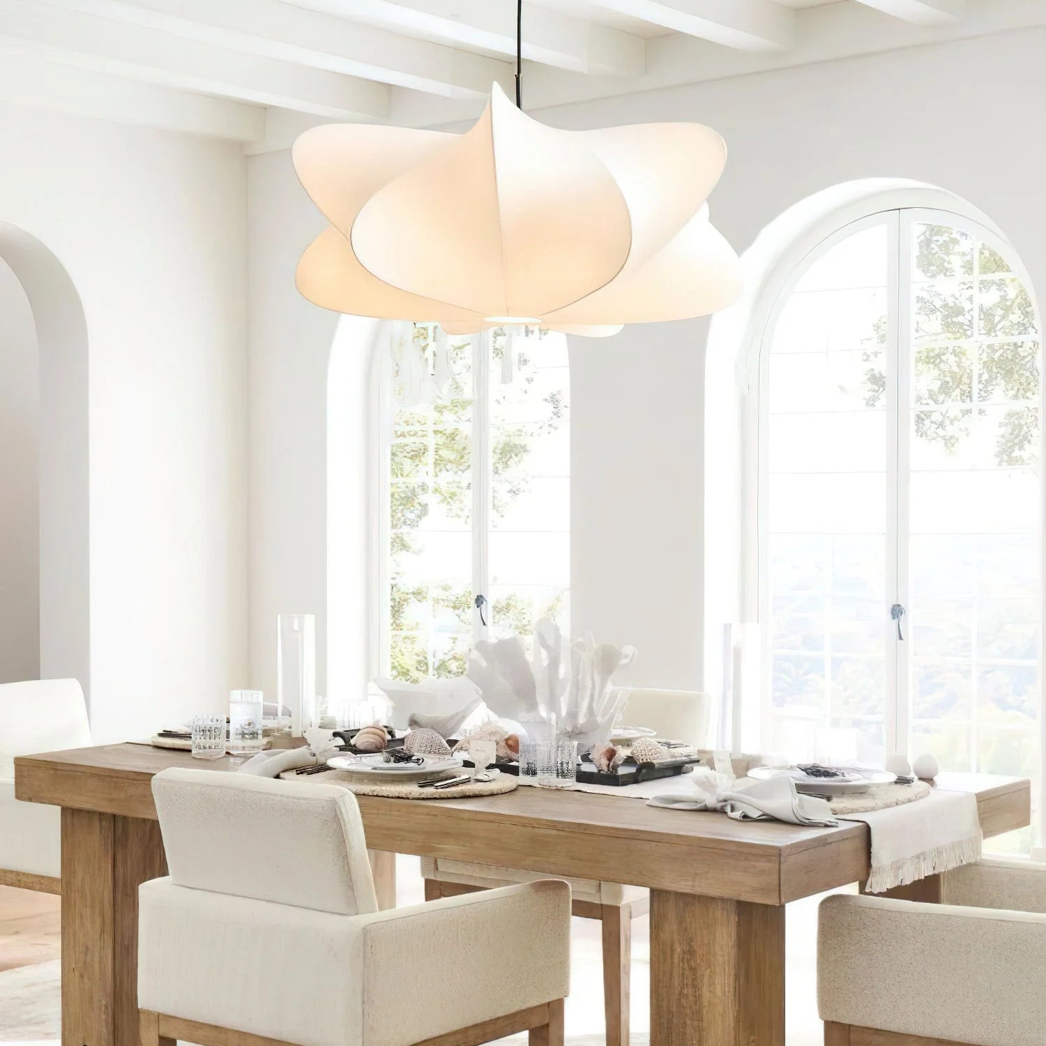 Cloud Pendant Light White Cocoon Silk Fabric