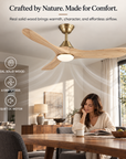 48" Avelor Modern LED Ceiling Fan with Solid Wood Blades