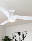 52" Phil White Downrod Mount Ceiling Fan with LED Light