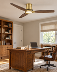 48" Louise Modern Soft Brass Flush Mount Ceiling Fan with Solid Wood Blades