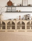 55" Aria Modern Oak Sideboard Cabinet with Arched Glass Doors