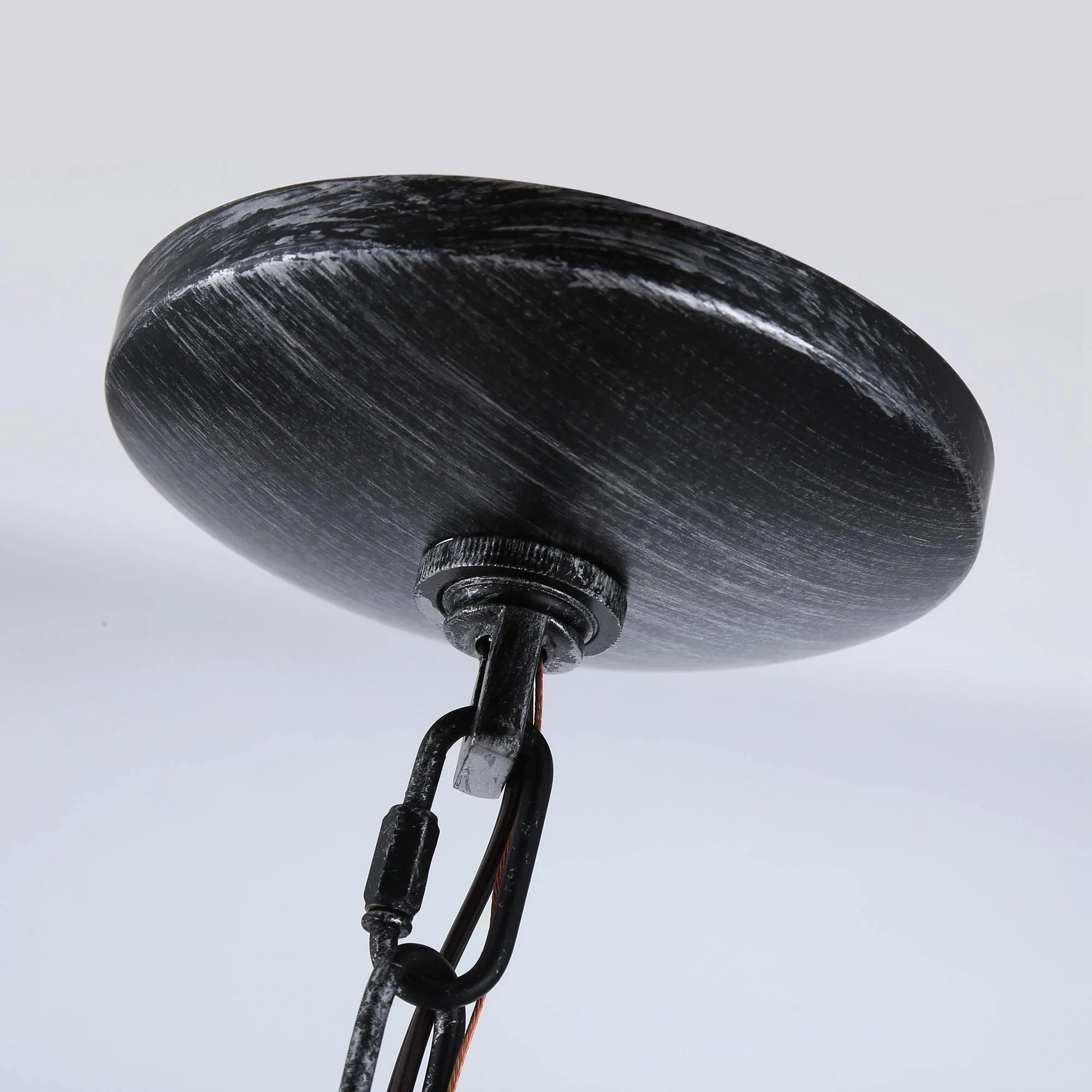 Cambon 6 Light Distressed Black Brushed Wood Lantern Geometric Chandelier - IPLUS Lighting