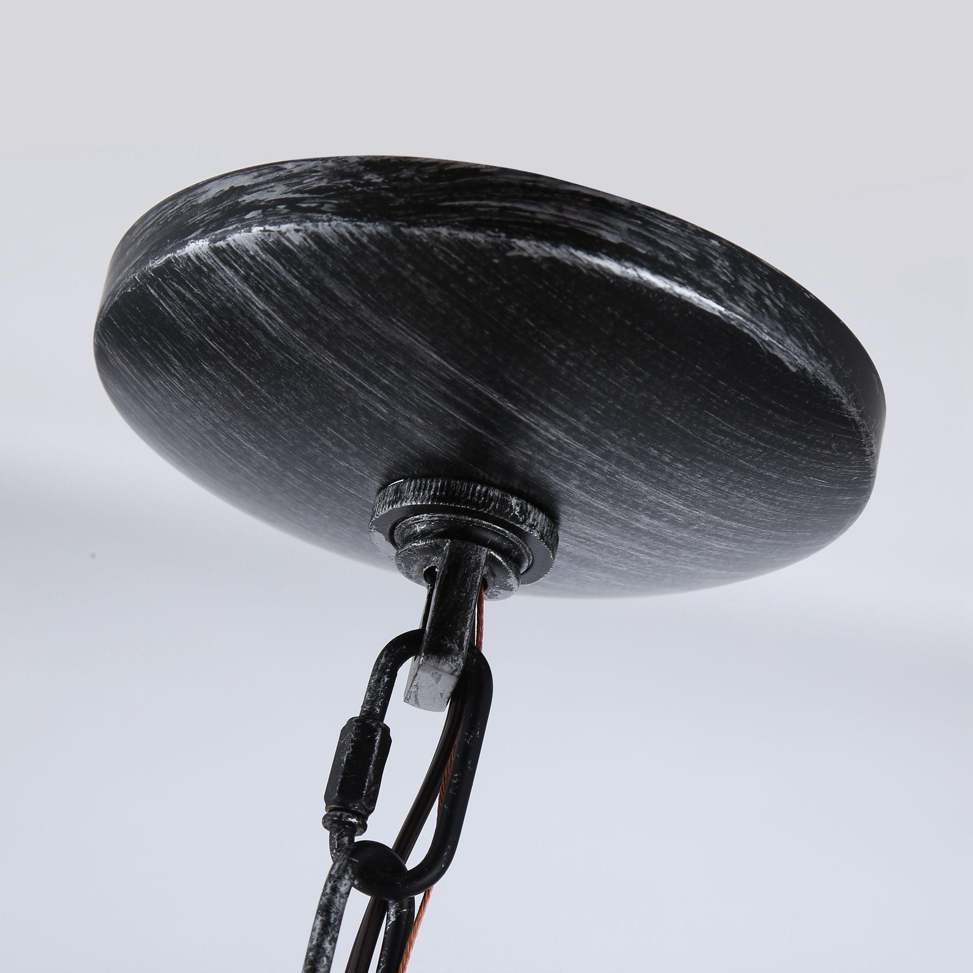 Cambon 6-Light Distressed Black and Brushed Wood Lantern Geometric Chandelier - ParrotUncle