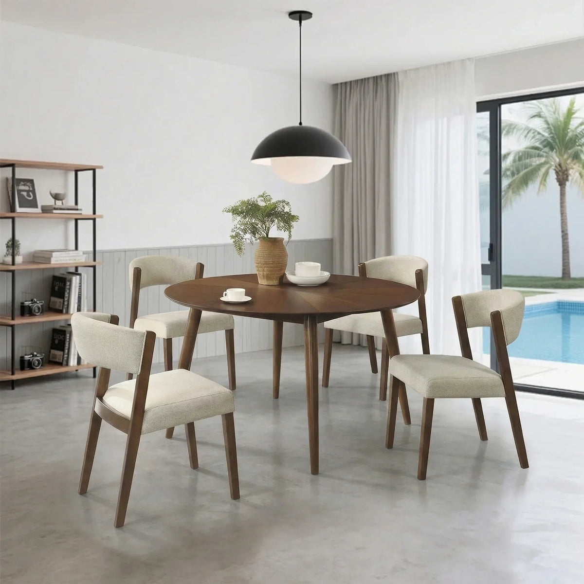 Harlow 5-Piece Walnut Round Dining Set