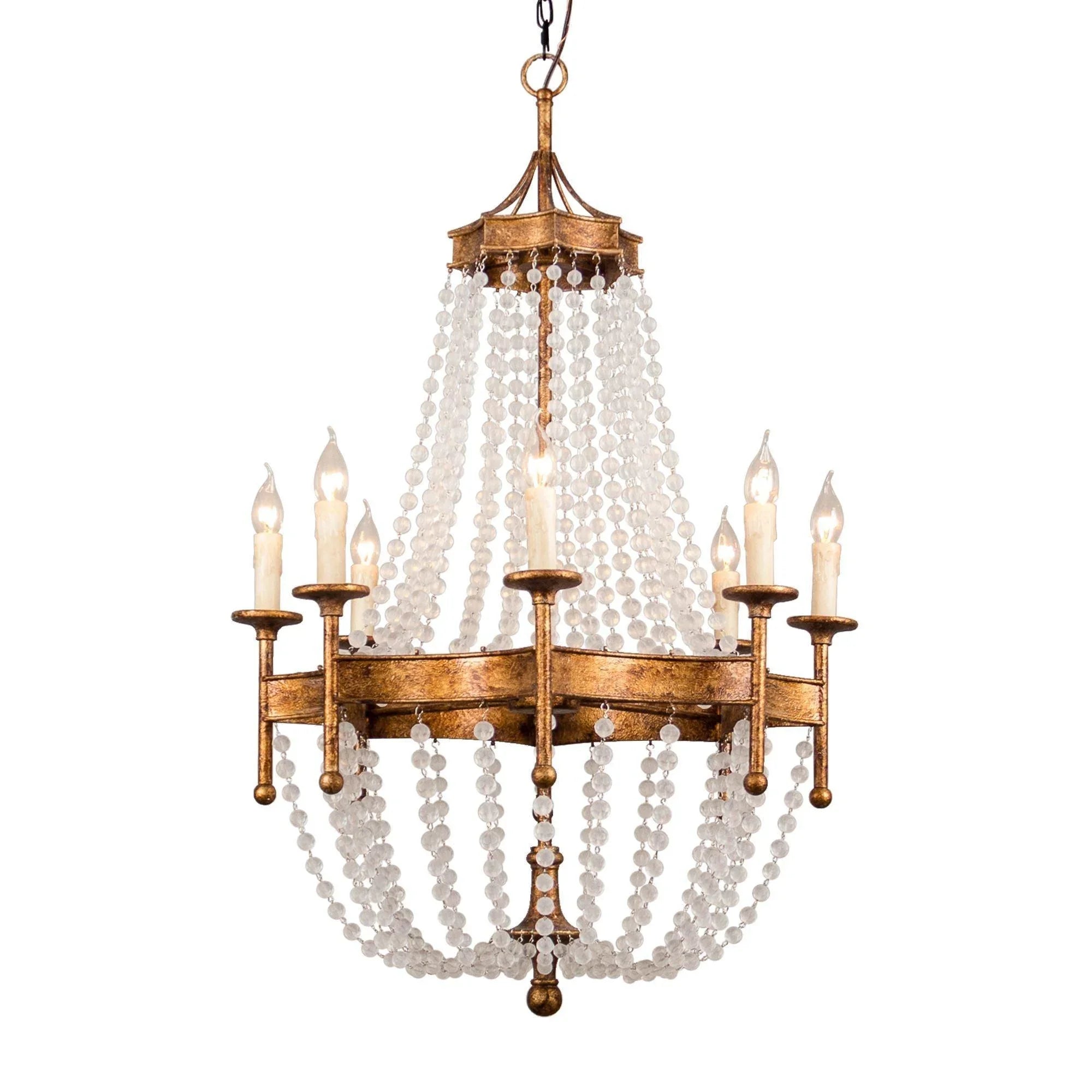 Chappell Rustic Gold 8 Light Candle Style Empire Chandelier - IPLUS Lighting