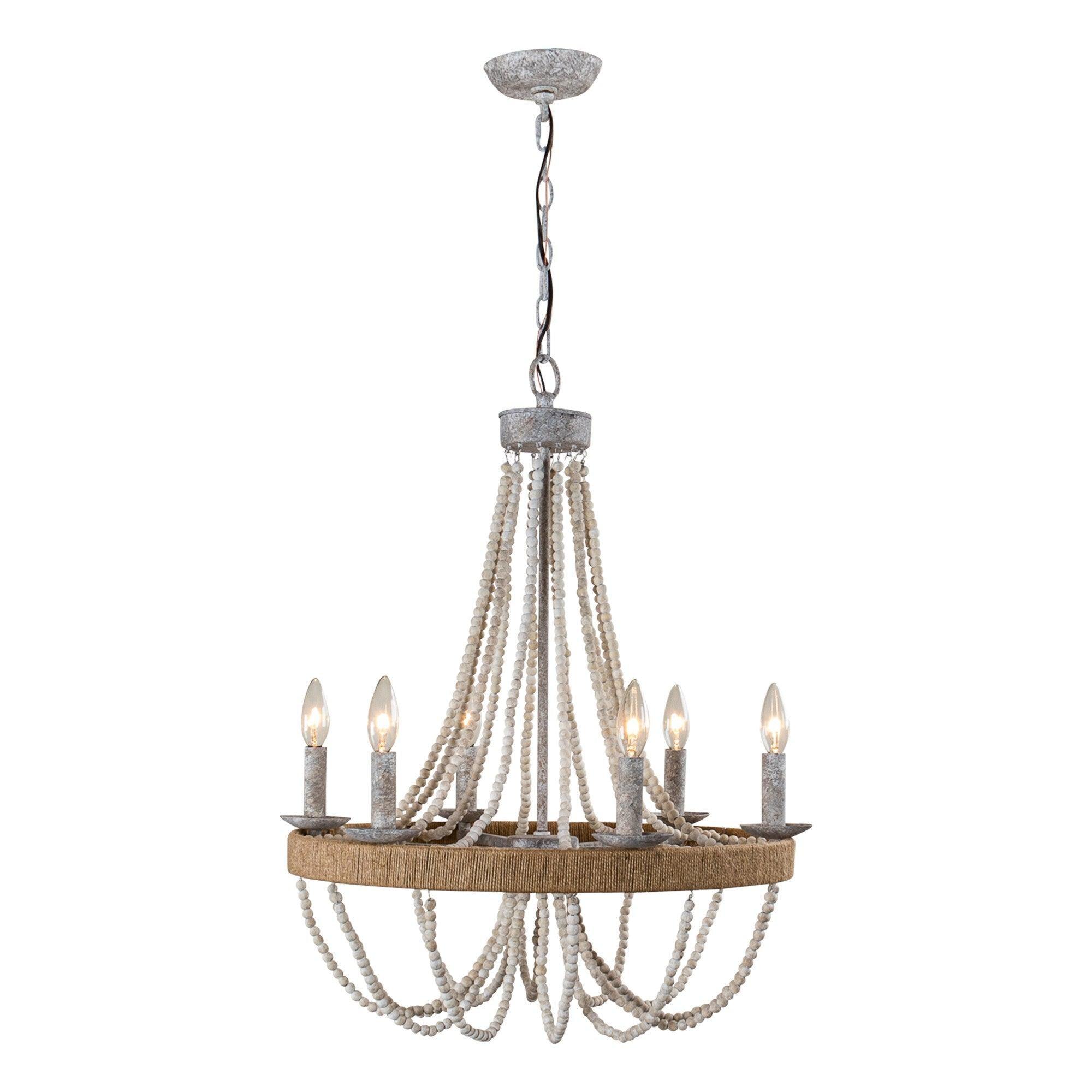 Chokio 6-Light Wood Bead Chandelier - ParrotUncle