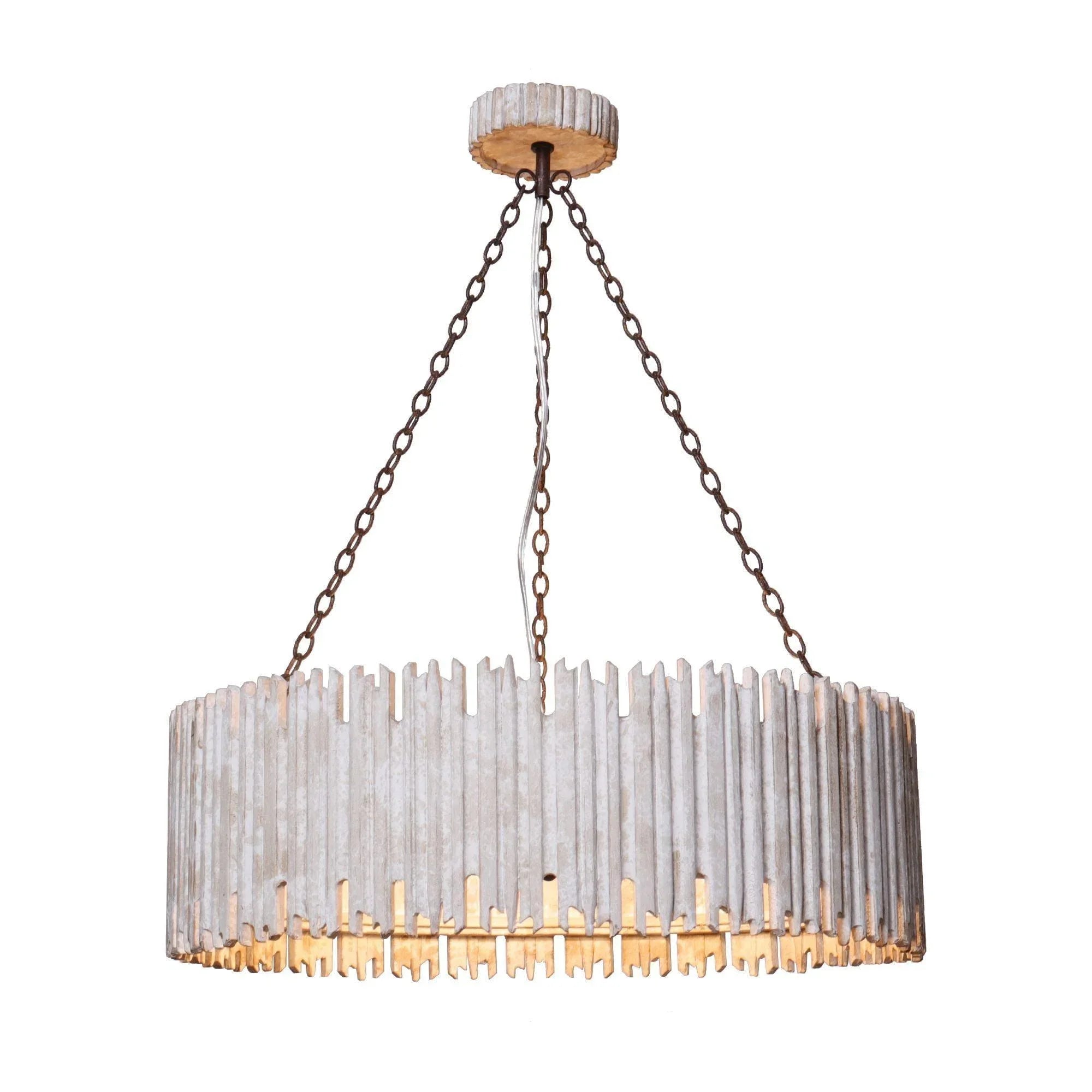 Chouinard Natural Wooden 3 Light Drum Chandelier - IPLUS Lighting