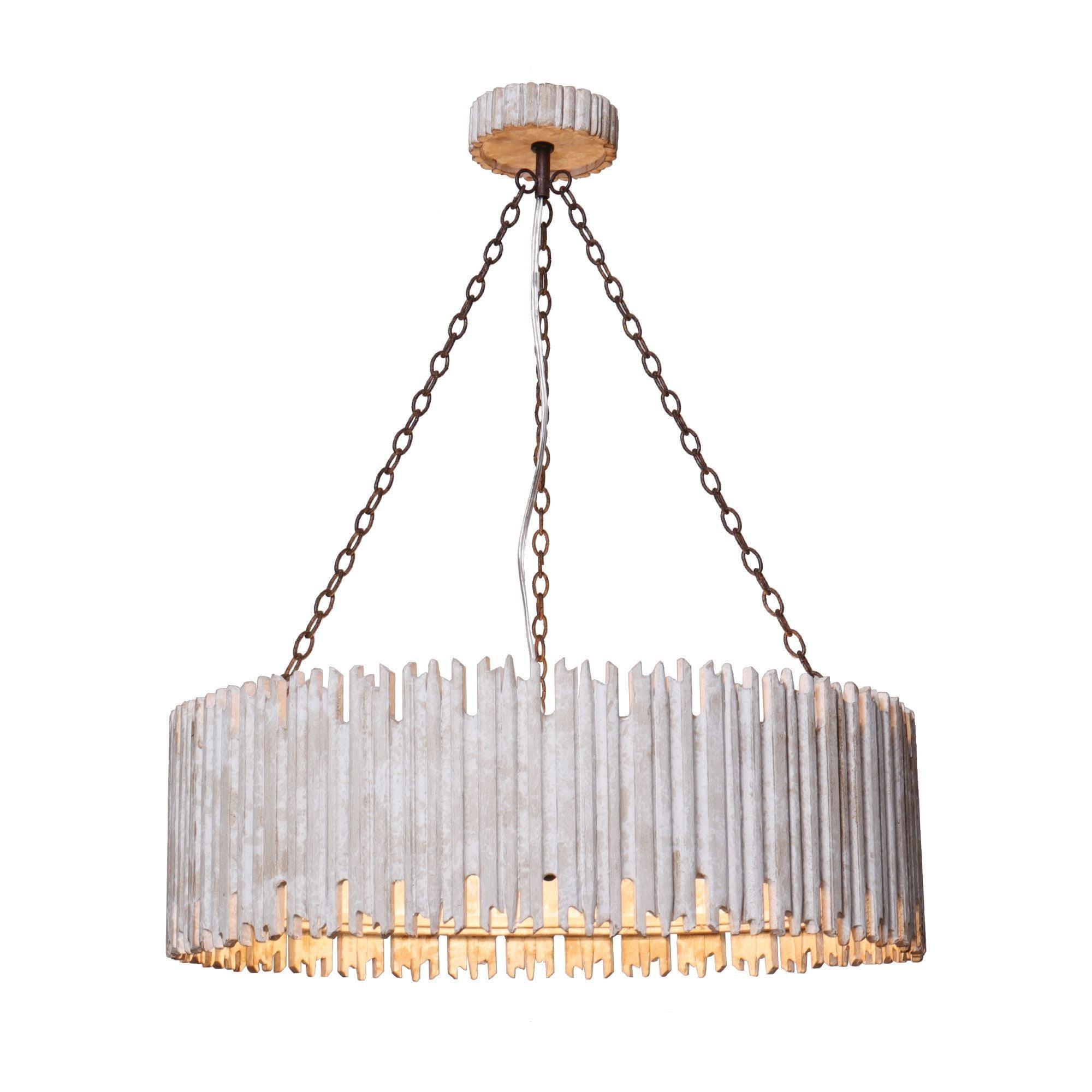 Chouinard 3-Light Natural Wooden Drum Chandelier - ParrotUncle