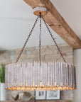 Chouinard 3-Light Natural Wooden Drum Chandelier - ParrotUncle