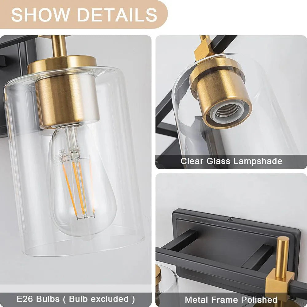 Clear Glass Jasper Modern 3-Light Bathroom Vanity Light