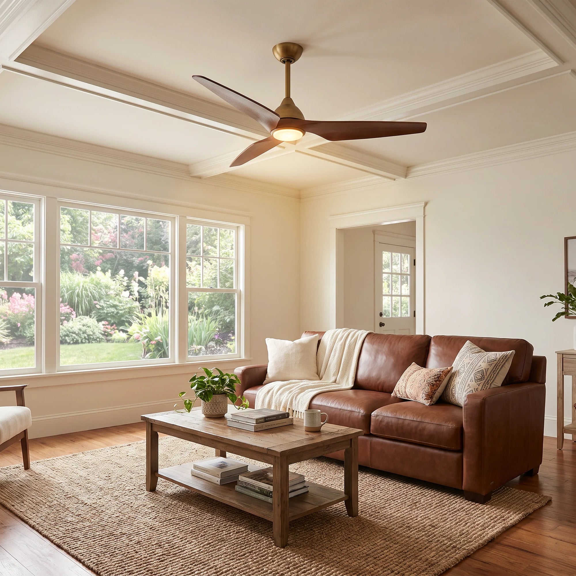 52" Jared Modern Solid Wood Blade LED Ceiling Fan