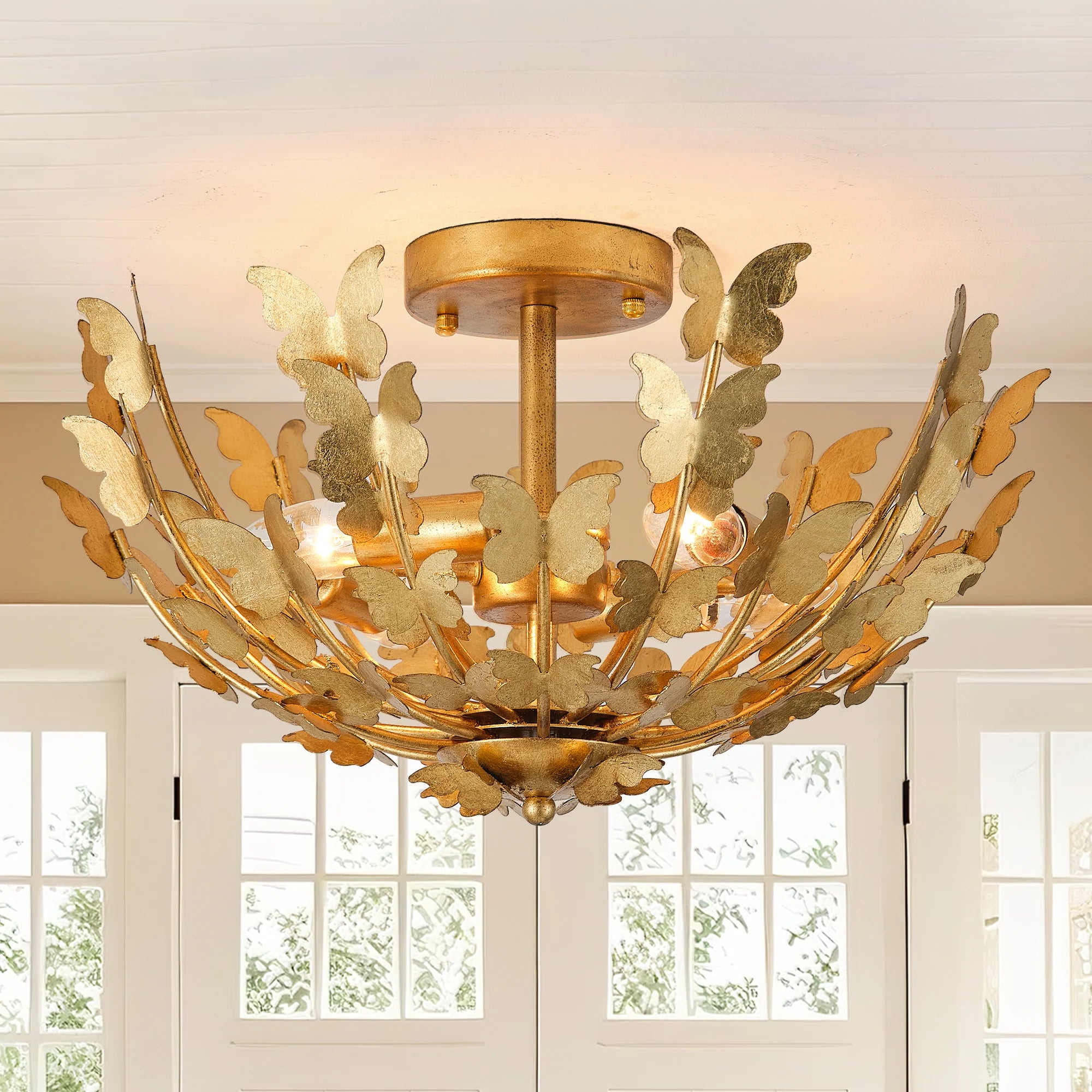 18 Inch 4 Light Betsy Semi Flush Mount Ceiling Light for Bedroom or Hallway