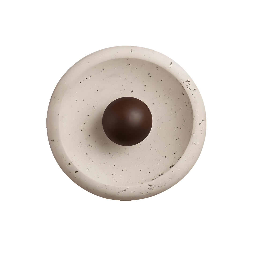 Yalka Modern Organic Round Travertine Wood Wall Lamp 7.9 Inch