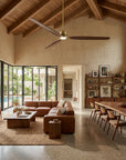 84" Modern Soft Brass Ceiling Fan with Solid Wood Blades for Large Spaces