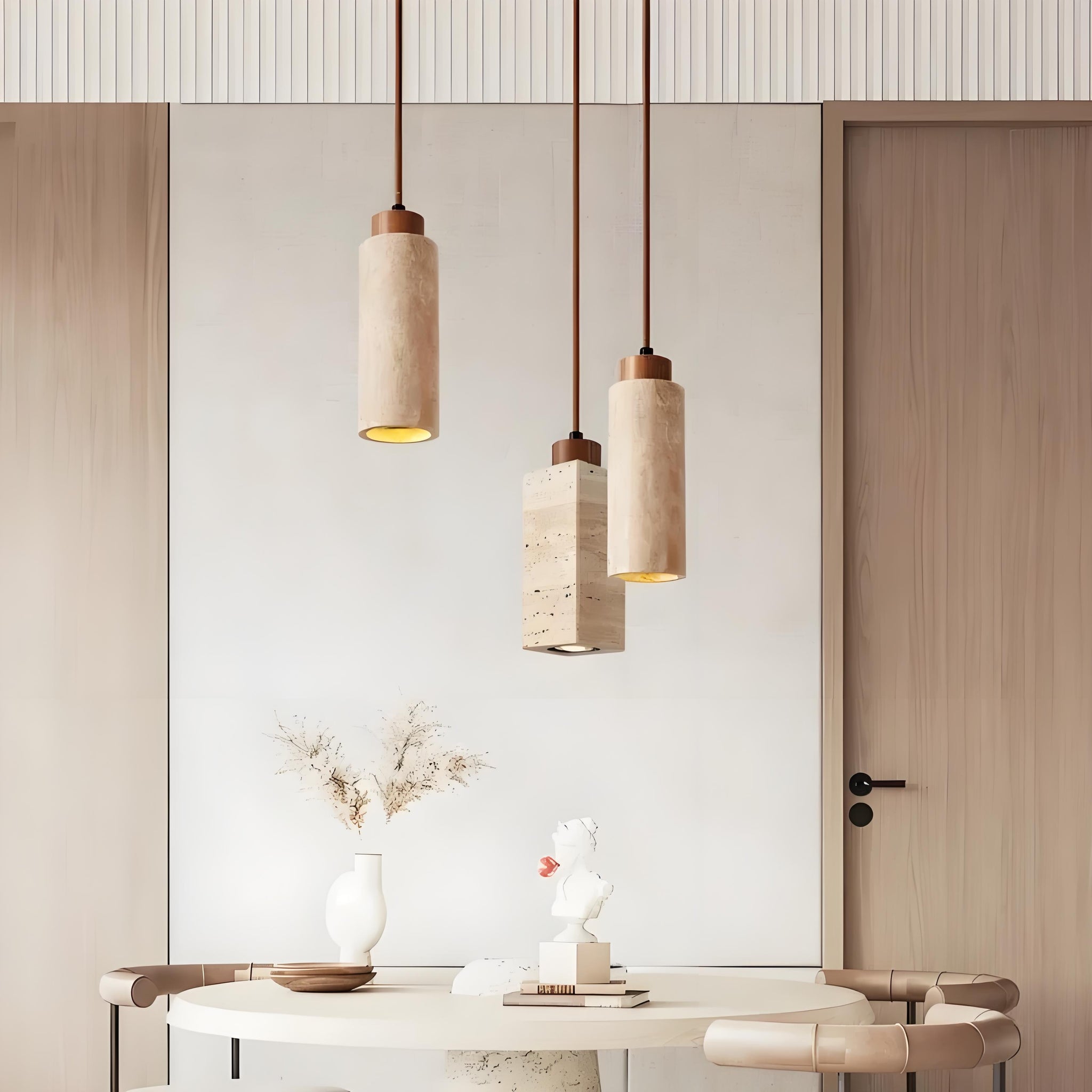 Aveno Modern Minimalist Travertine Pendant Light for Home and Dining