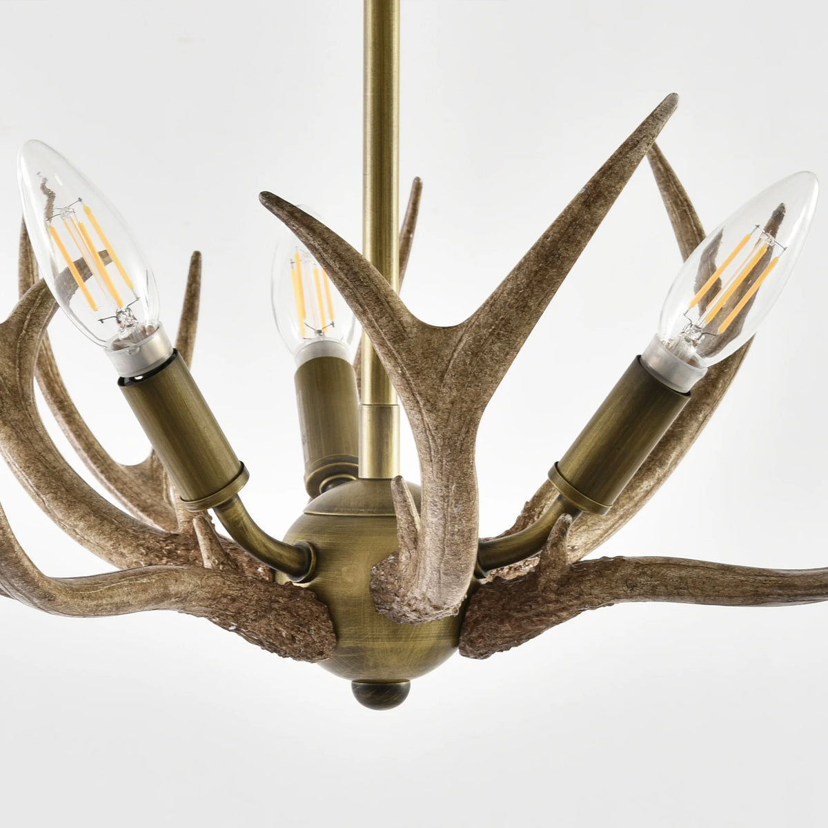 Caldwell 3-Light Antique Brass Antler Semi-Flush Mount Ceiling Light