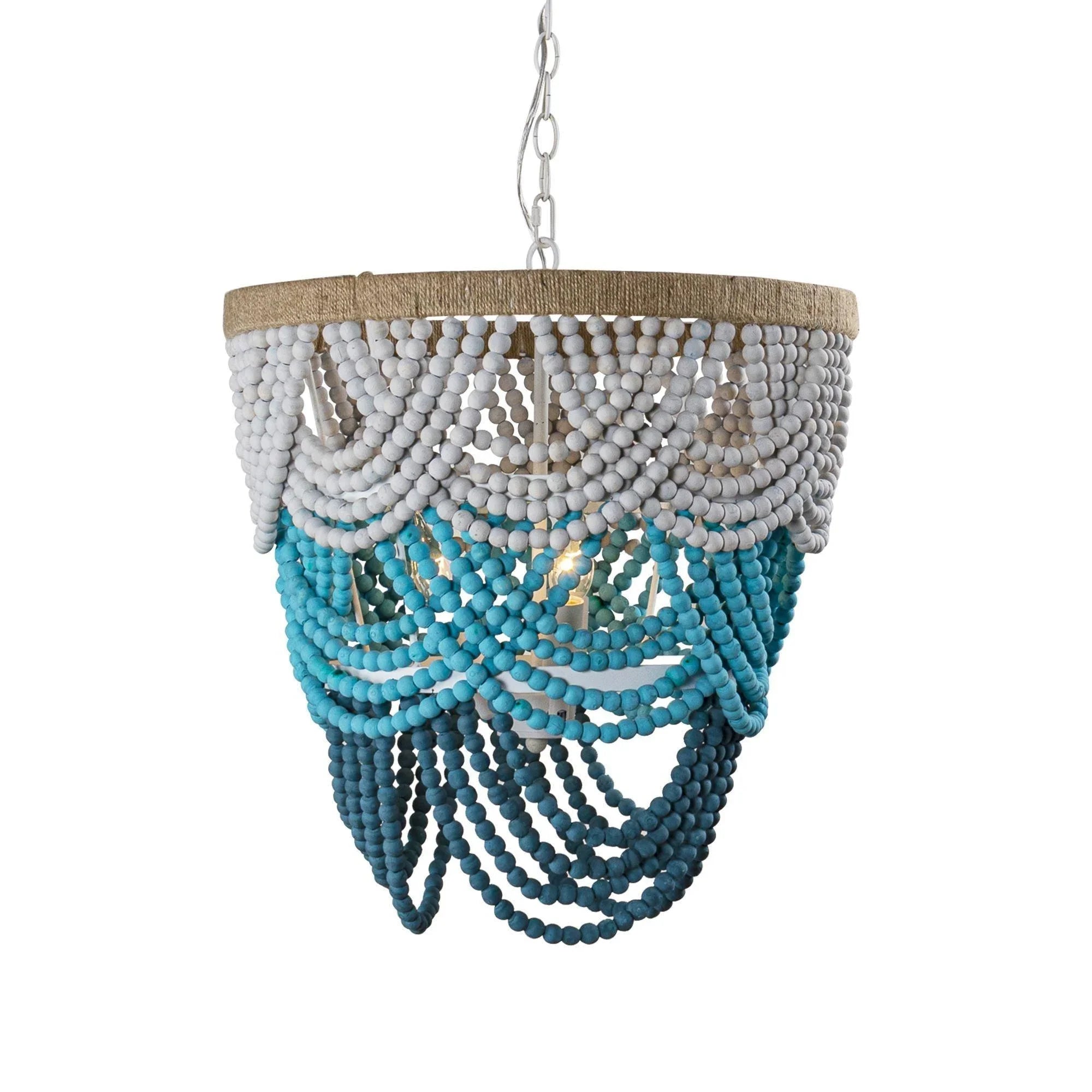Hatfield Bohemia Style 4 Light Wood Beaded Chandelier - IPLUS Lighting