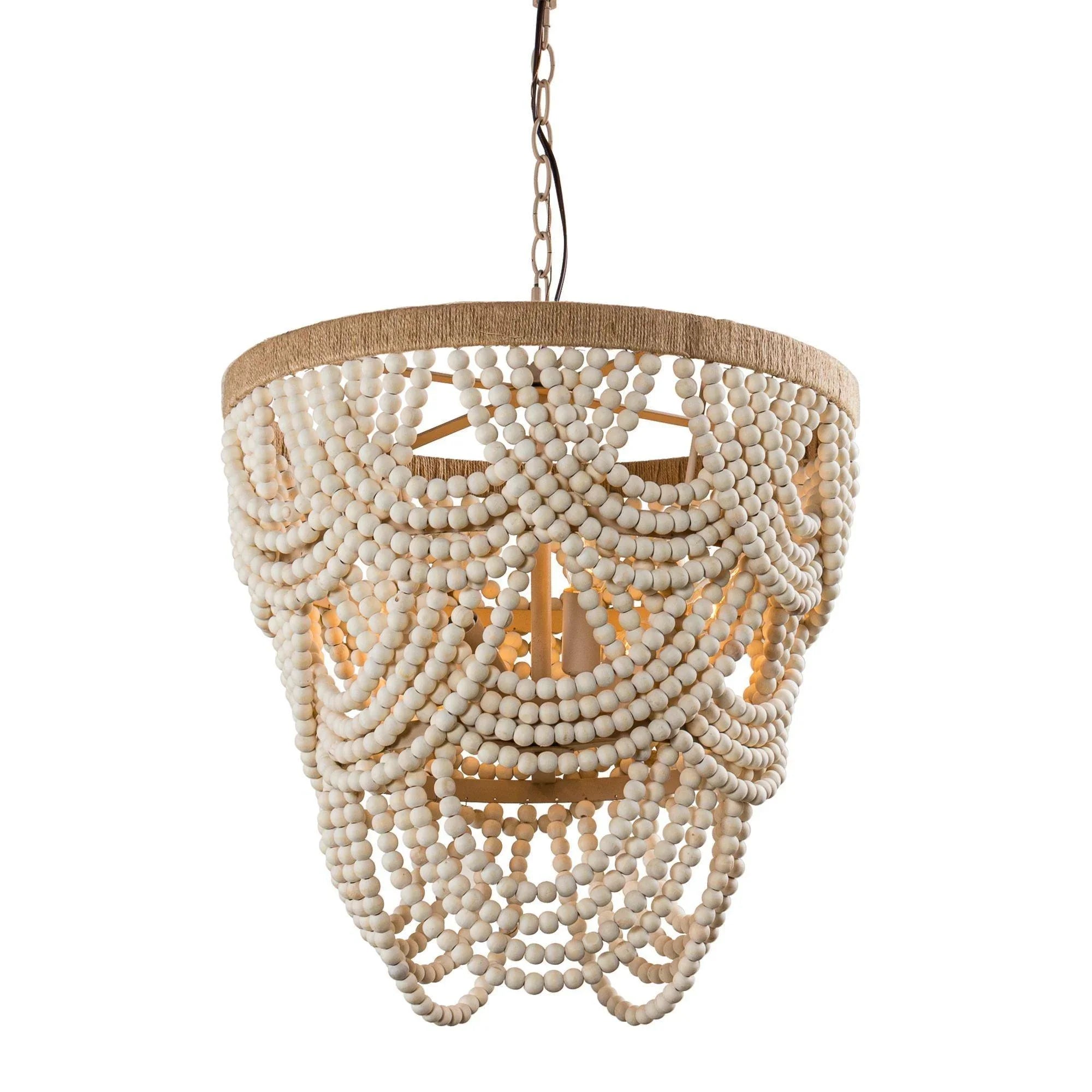 Hatfield Bohemia Style 4 Light Wood Beaded Chandelier - IPLUS Lighting